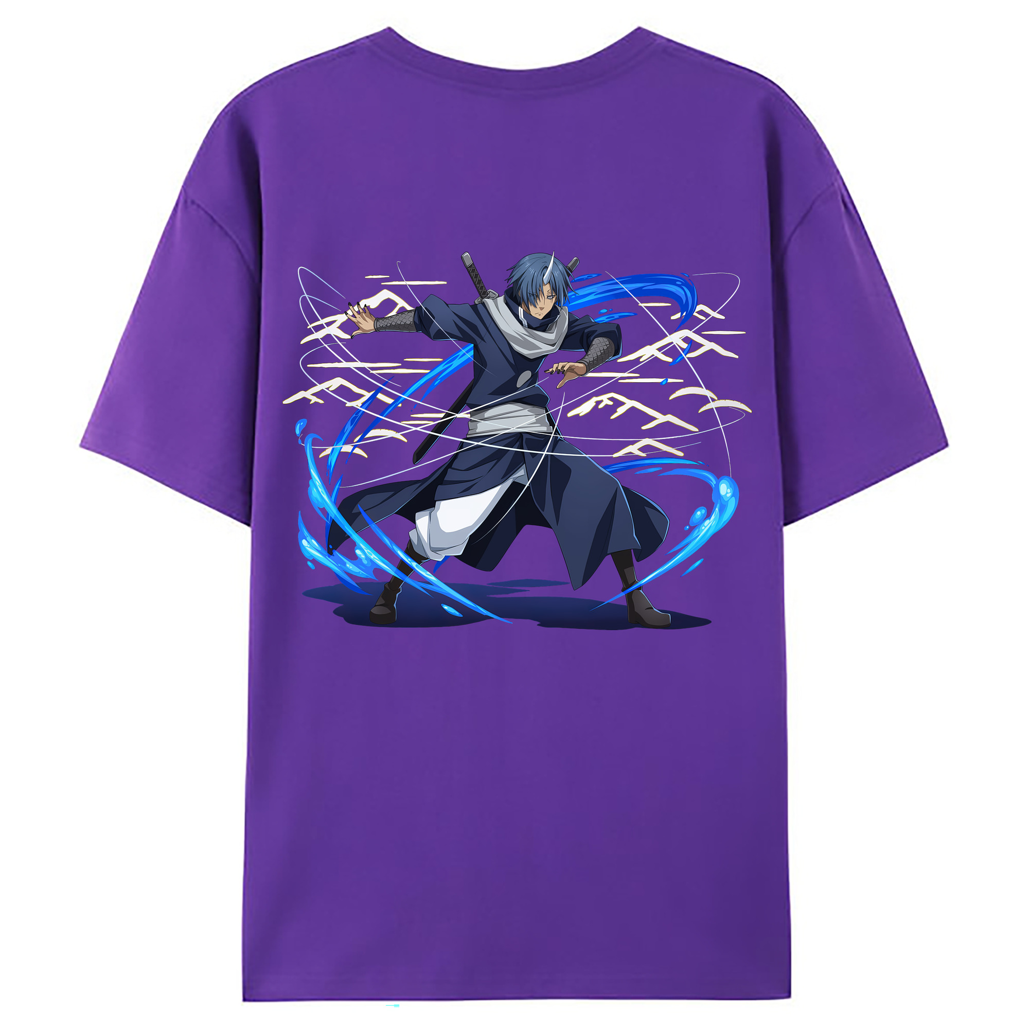 （画像用） 転スラ Regarding Reincarnated to Slime 綿100％ メンズ半袖Tシャツ（バックプリント） 通気性