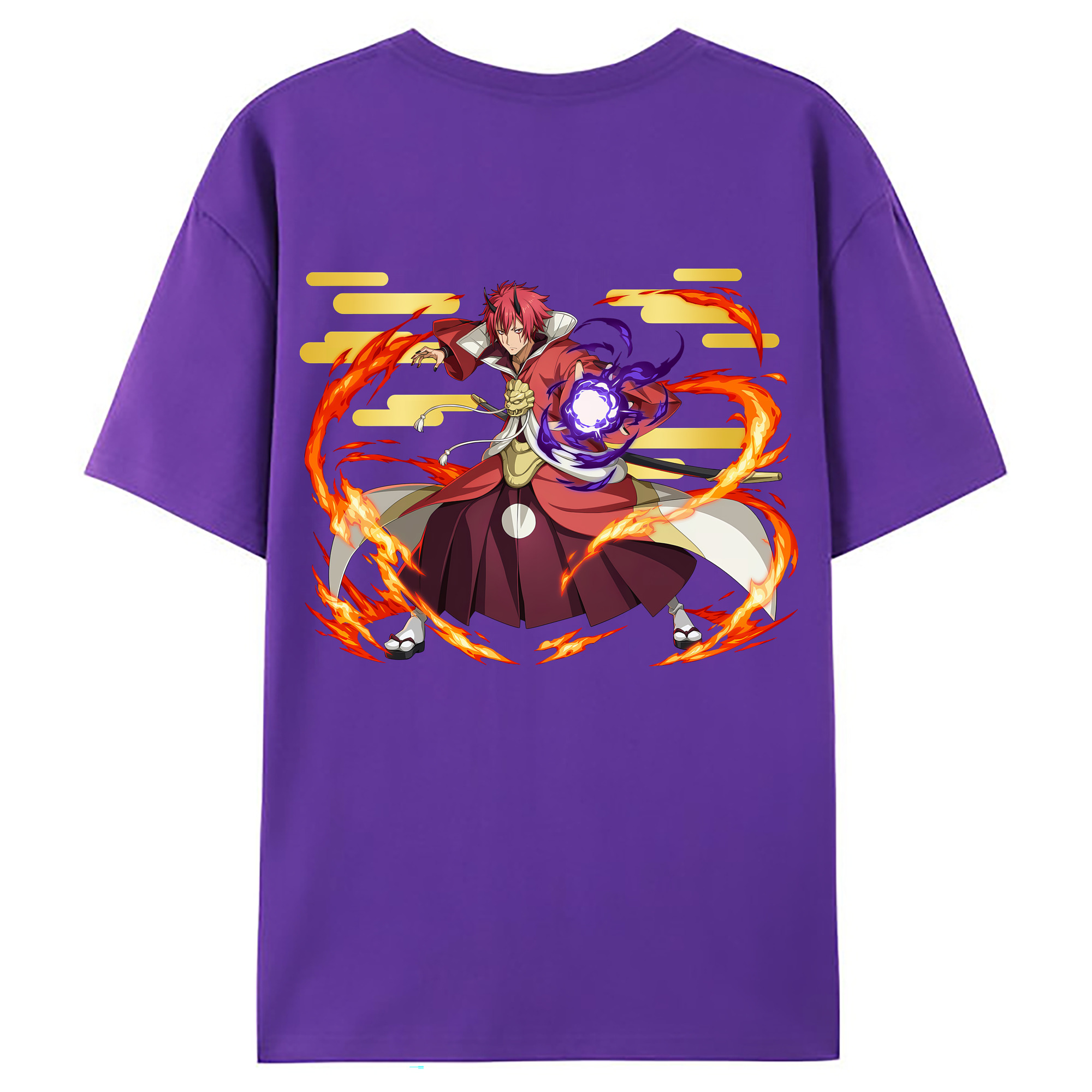 （画像用） 転スラ Regarding Reincarnated to Slime 綿100％ メンズ半袖Tシャツ（バックプリント） 通気性