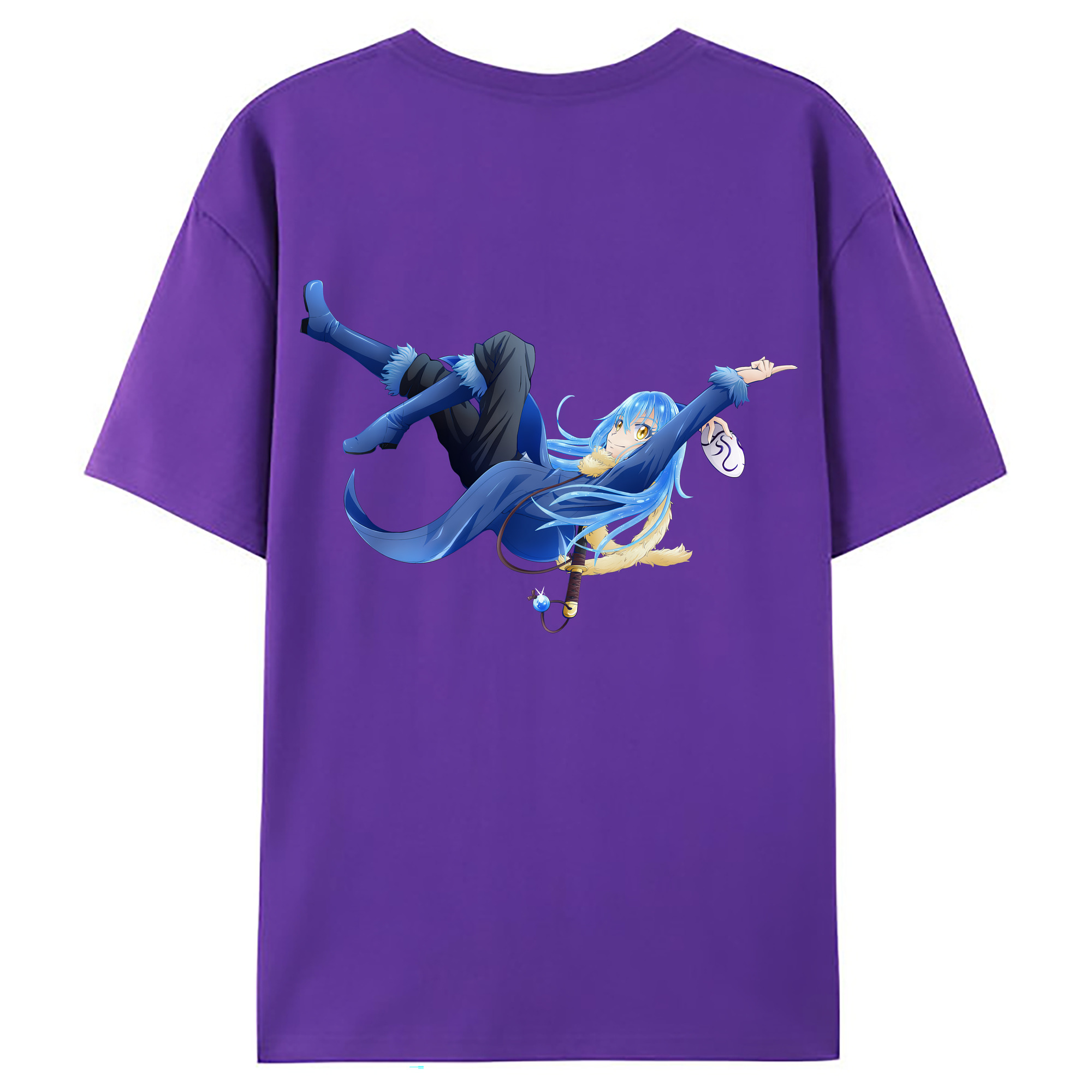 （画像用） 転スラ Regarding Reincarnated to Slime 綿100％ メンズ半袖Tシャツ（バックプリント） 通気性