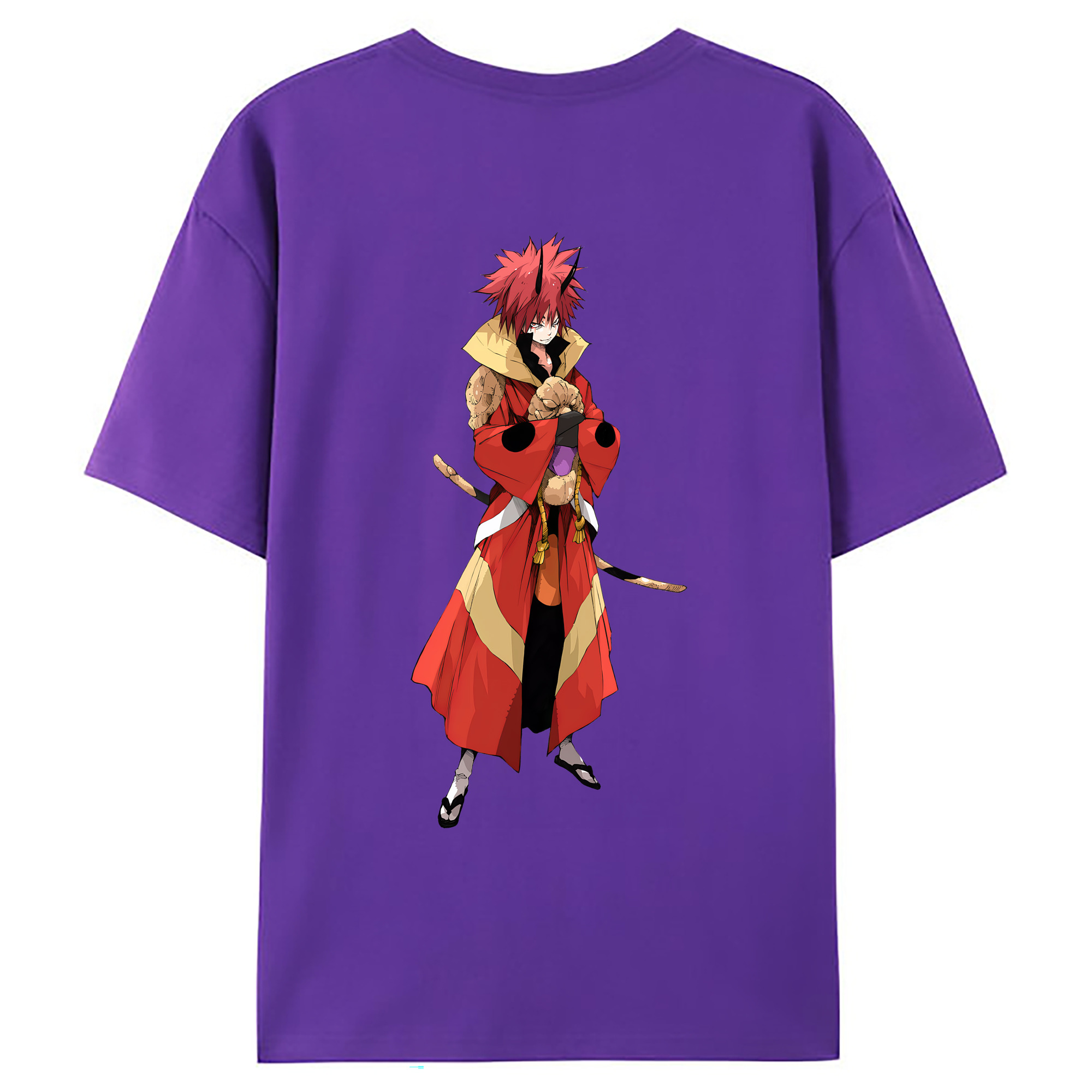 （画像用） 転スラ Regarding Reincarnated to Slime 綿100％ メンズ半袖Tシャツ（バックプリント） 通気性