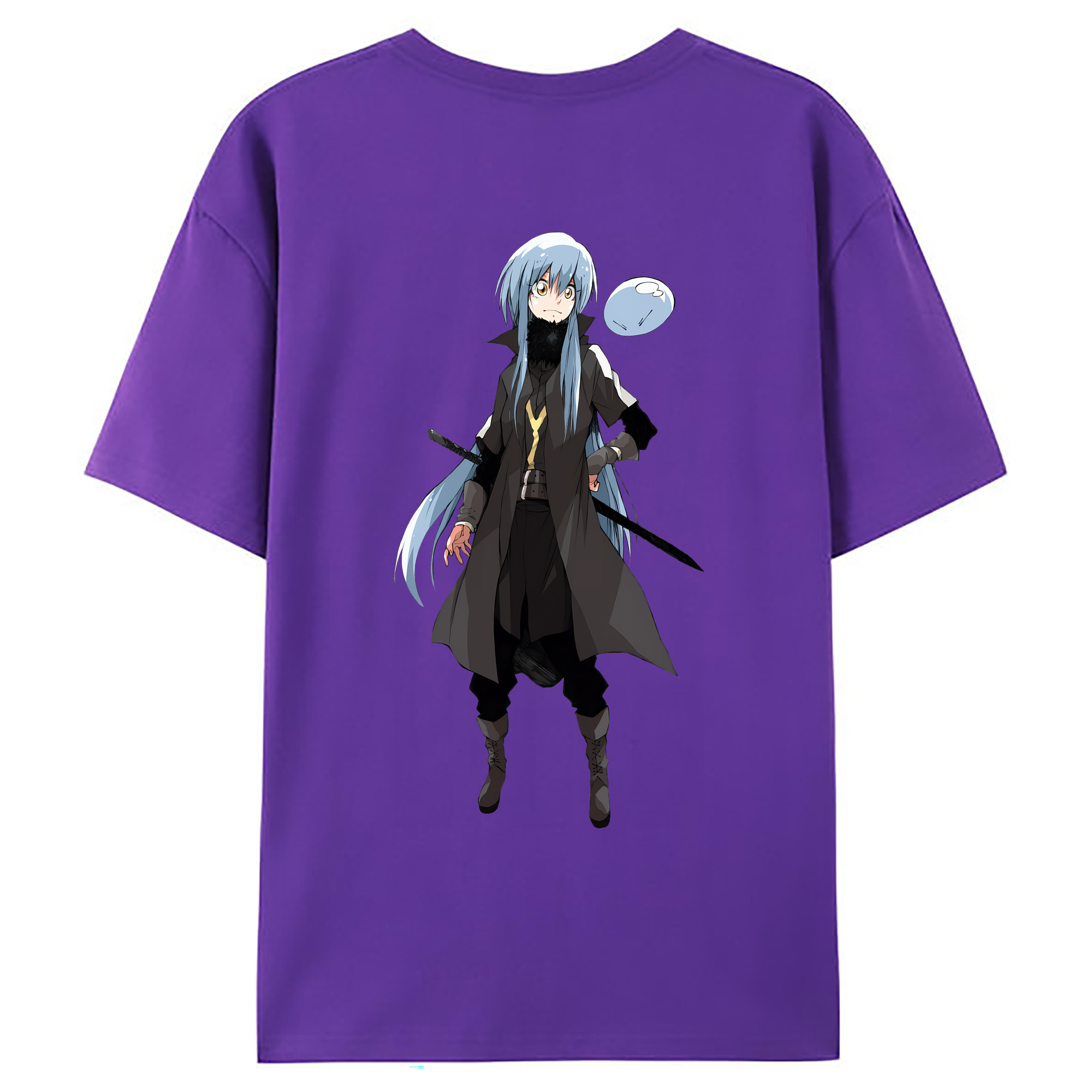 （画像用） 転スラ Regarding Reincarnated to Slime 綿100％ メンズ半袖Tシャツ（バックプリント） 通気性
