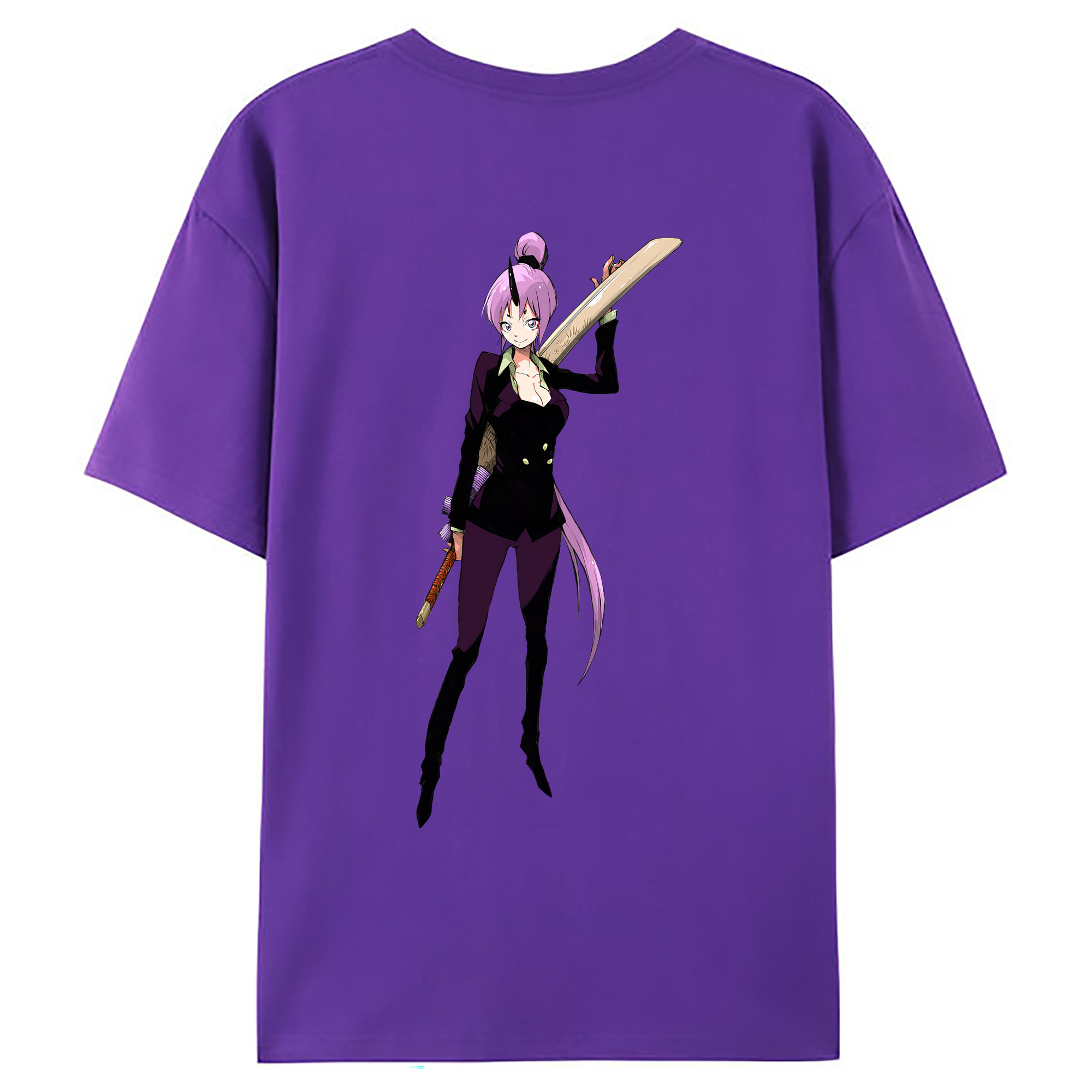 （画像用） 転スラ Regarding Reincarnated to Slime 綿100％ メンズ半袖Tシャツ（バックプリント） 通気性