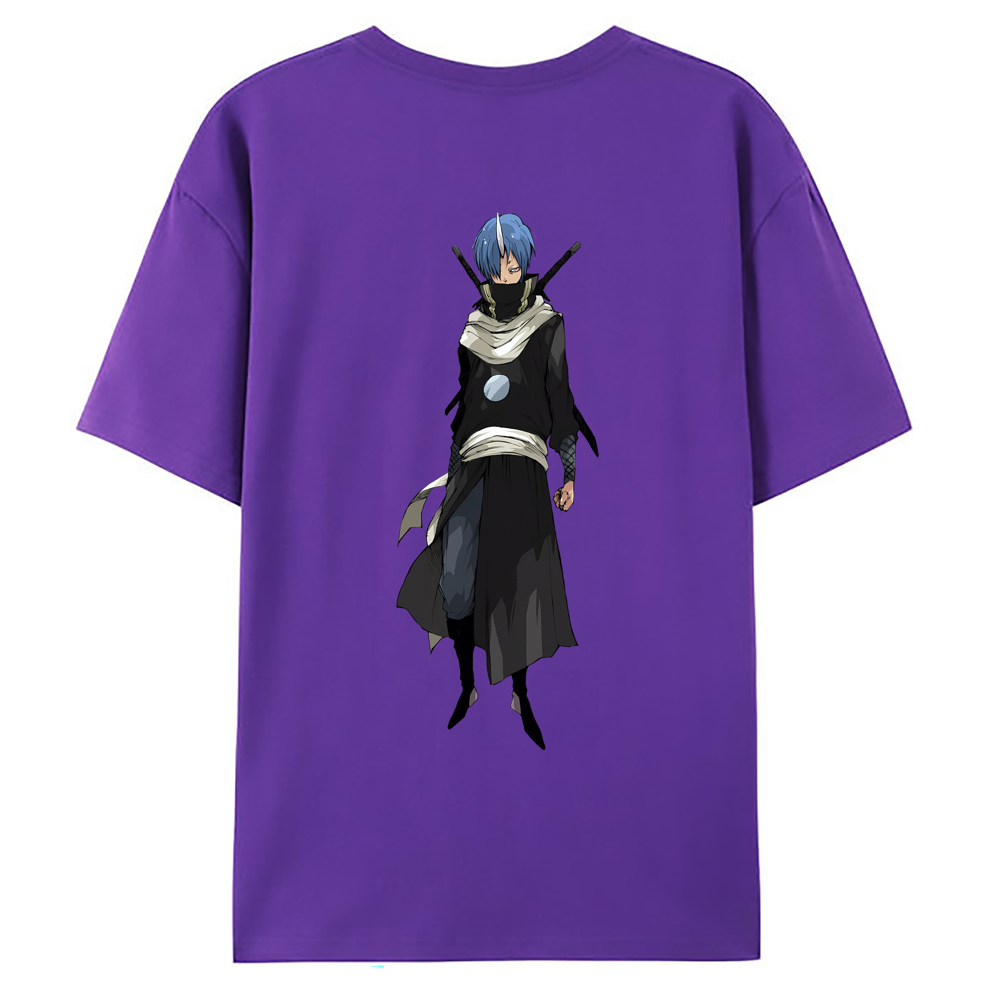 （画像用） 転スラ Regarding Reincarnated to Slime 綿100％ メンズ半袖Tシャツ（バックプリント） 通気性