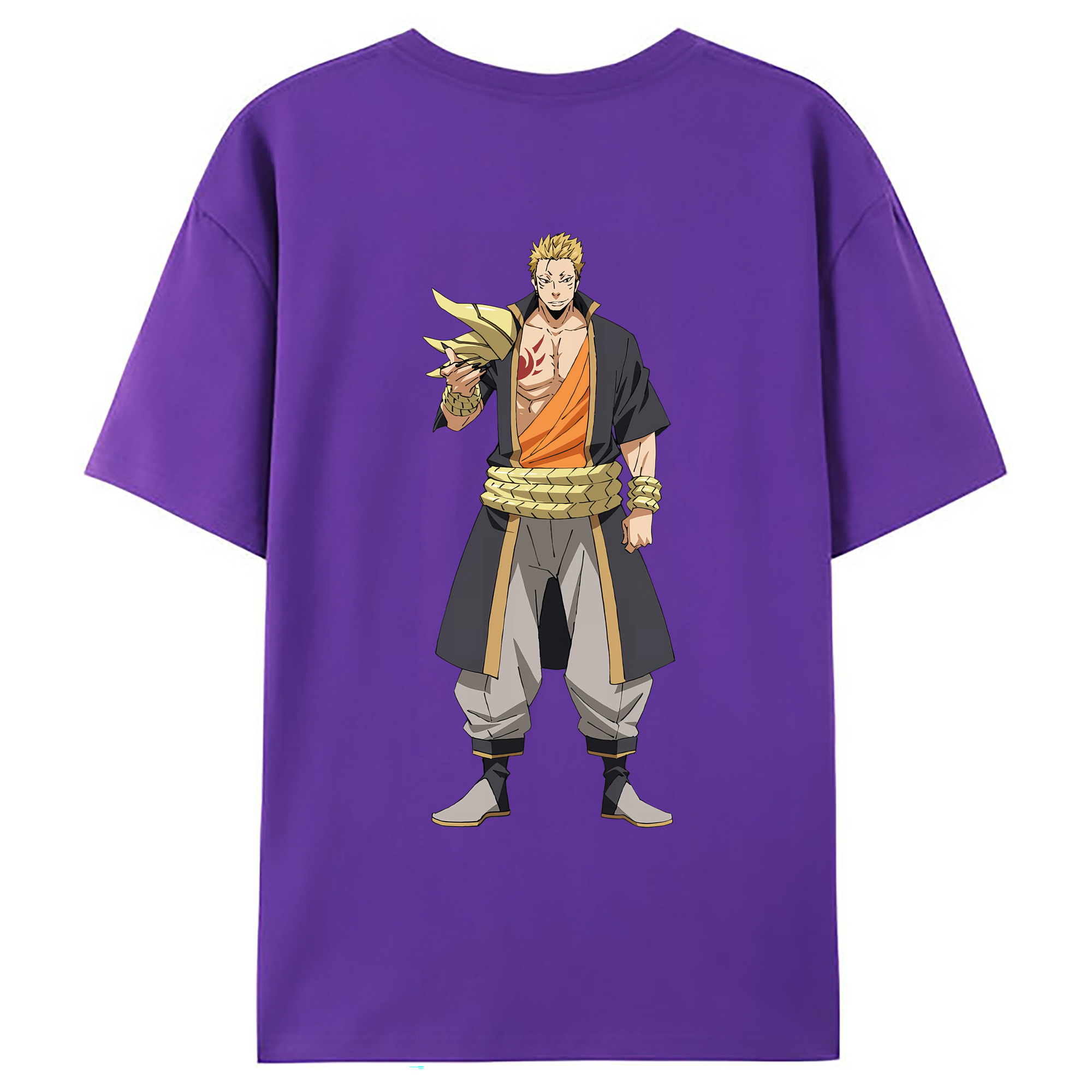 （画像用） 転スラ Regarding Reincarnated to Slime 綿100％ メンズ半袖Tシャツ（バックプリント） 通気性