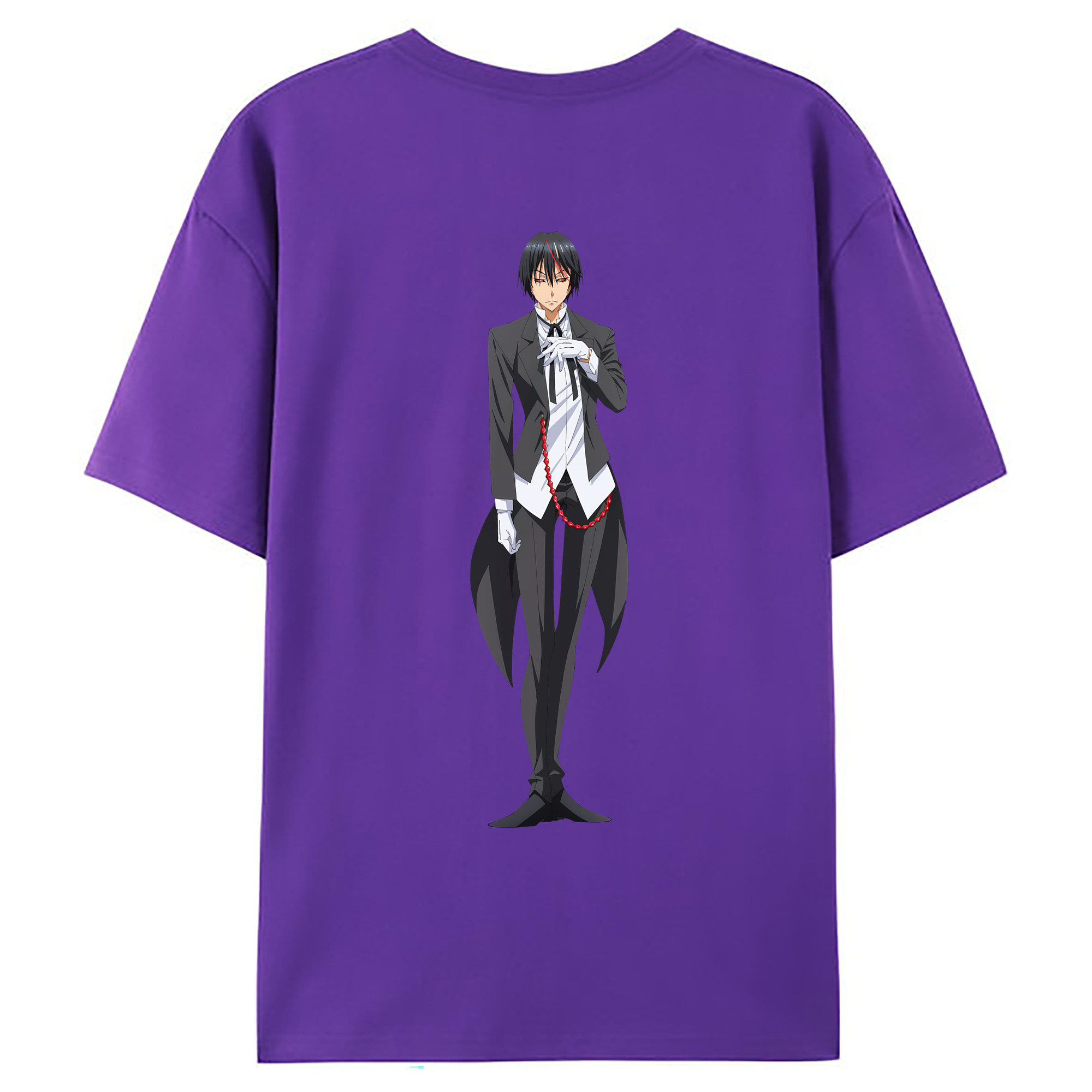 （画像用） 転スラ Regarding Reincarnated to Slime 綿100％ メンズ半袖Tシャツ（バックプリント） 通気性