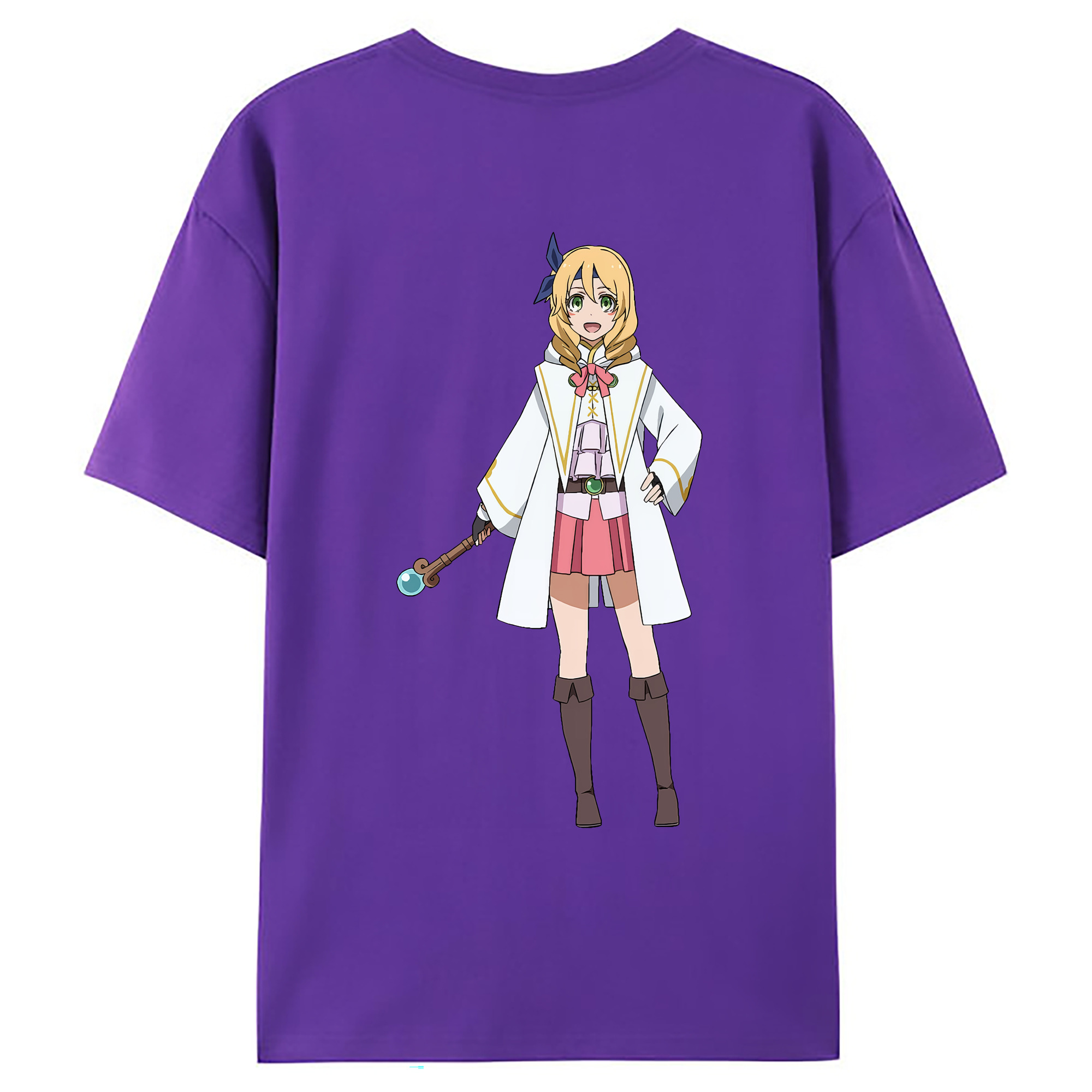 （画像用） 転スラ Regarding Reincarnated to Slime 綿100％ メンズ半袖Tシャツ（バックプリント） 通気性