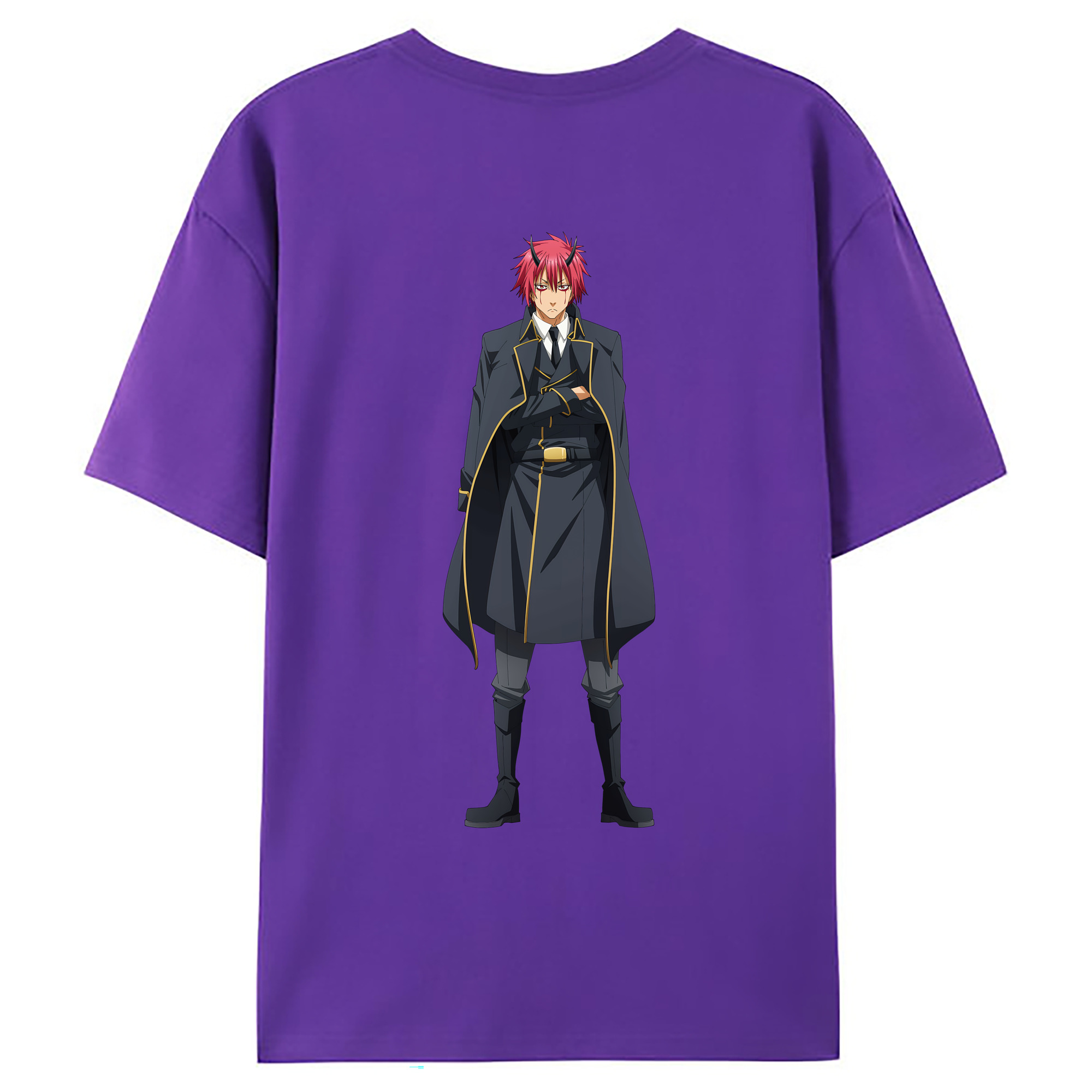 （画像用） 転スラ Regarding Reincarnated to Slime 綿100％ メンズ半袖Tシャツ（バックプリント） 通気性