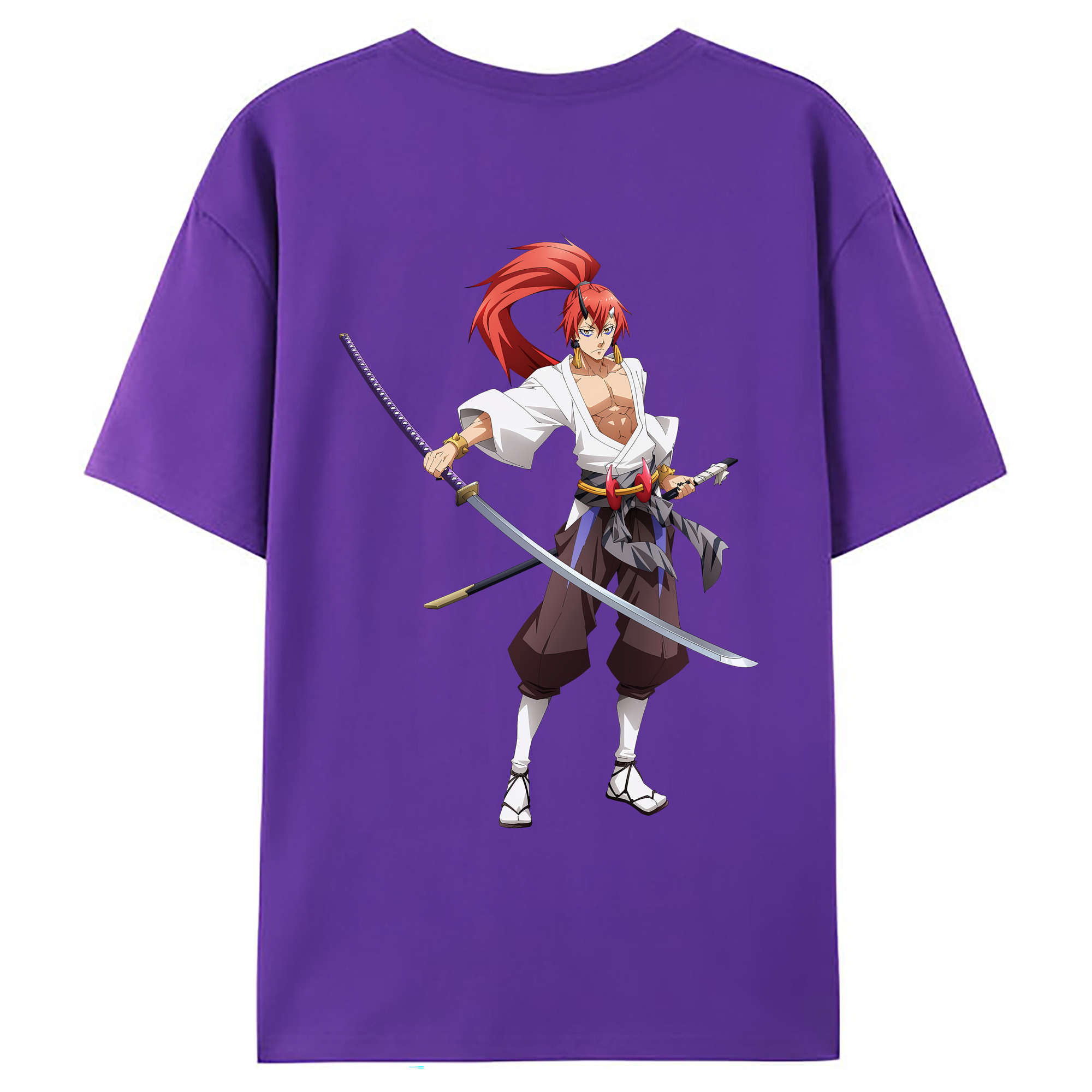（画像用） 転スラ Regarding Reincarnated to Slime 綿100％ メンズ半袖Tシャツ（バックプリント） 通気性