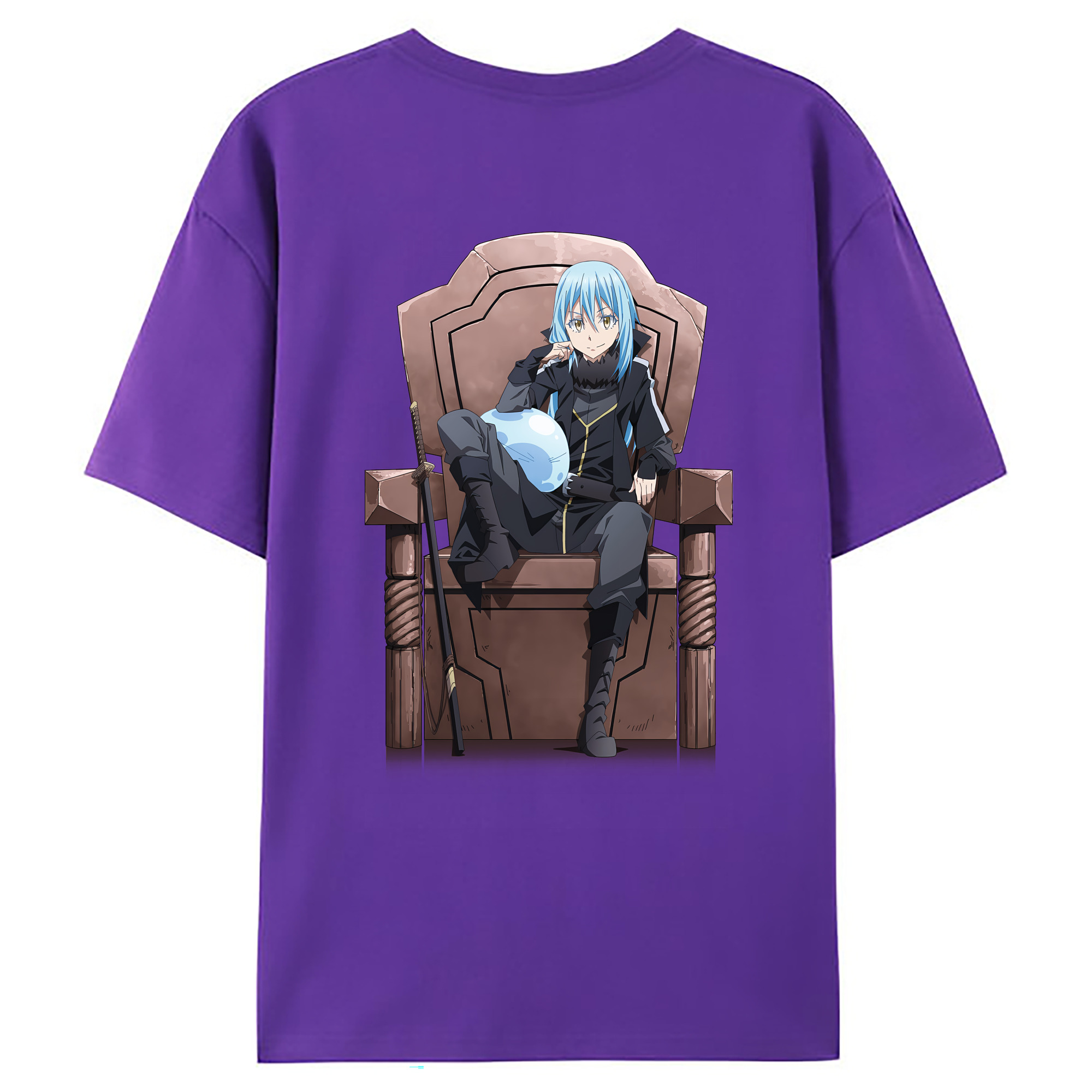 （画像用） 転スラ Regarding Reincarnated to Slime 綿100％ メンズ半袖Tシャツ（バックプリント） 通気性