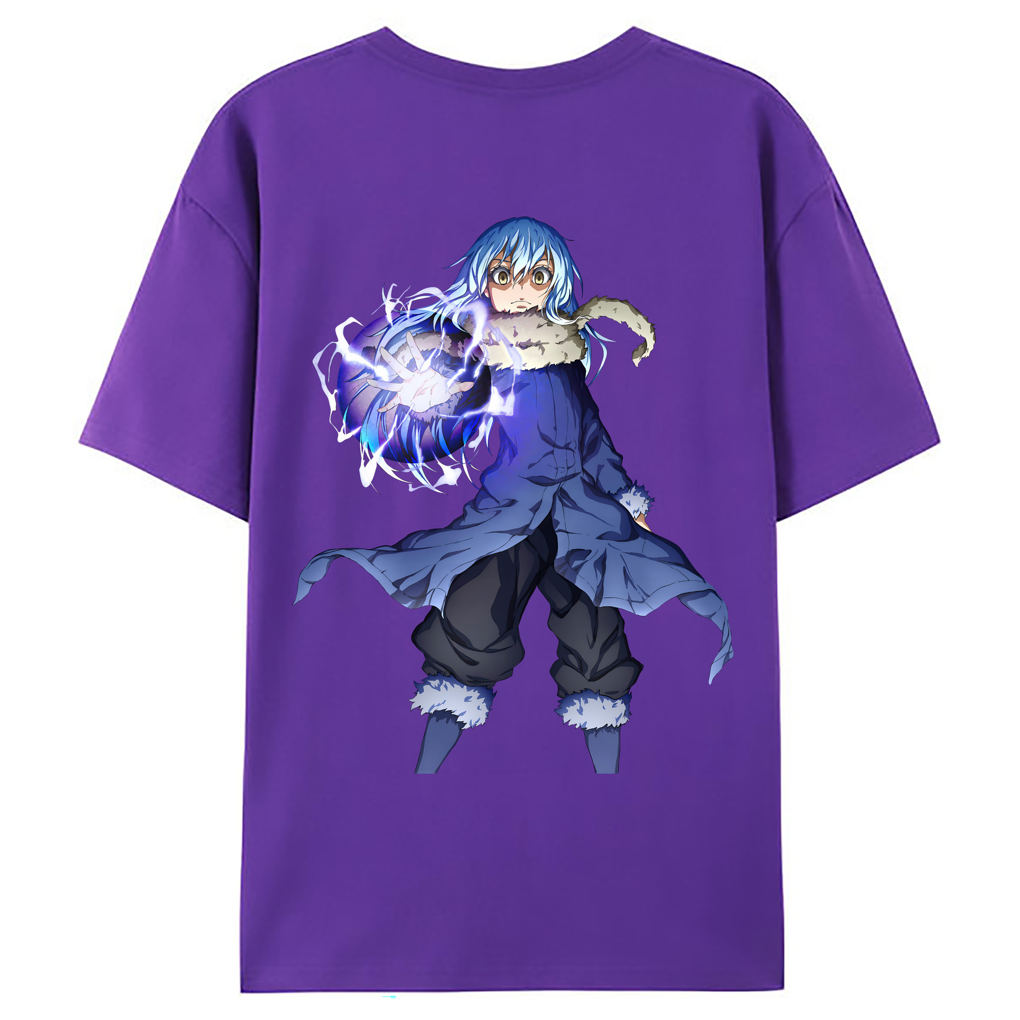 （画像用） 転スラ Regarding Reincarnated to Slime 綿100％ メンズ半袖Tシャツ（バックプリント） 通気性