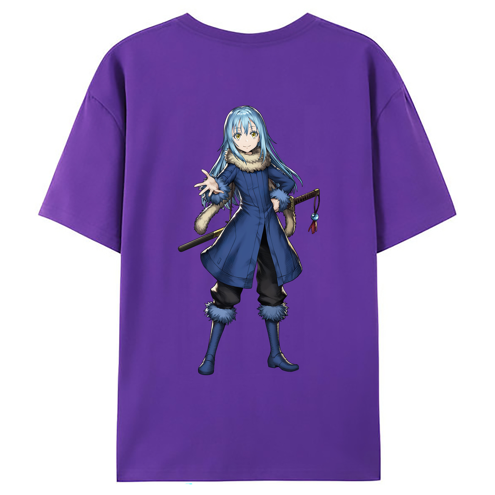 （画像用） 転スラ Regarding Reincarnated to Slime 綿100％ メンズ半袖Tシャツ（バックプリント） 通気性