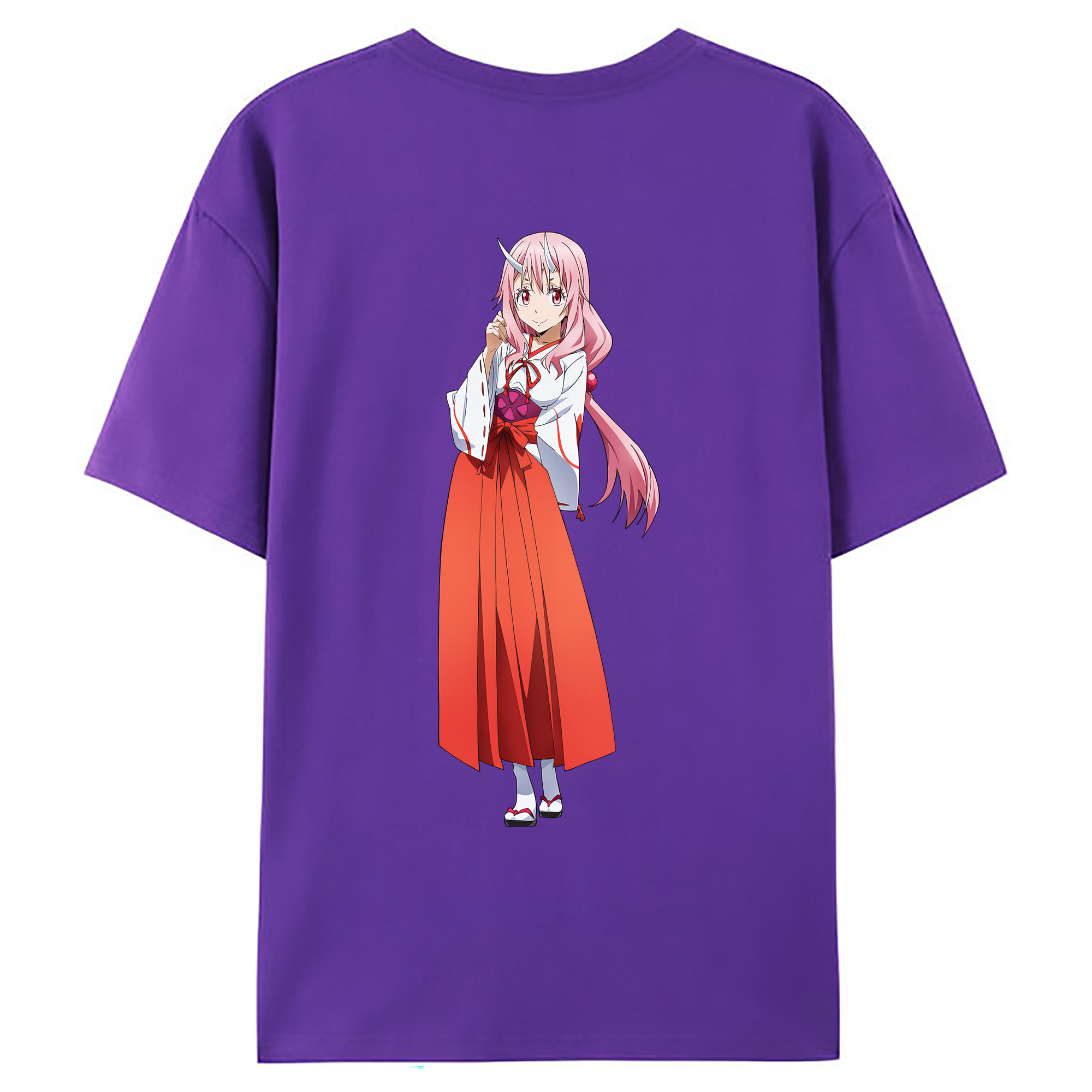 （画像用） 転スラ Regarding Reincarnated to Slime 綿100％ メンズ半袖Tシャツ（バックプリント） 通気性