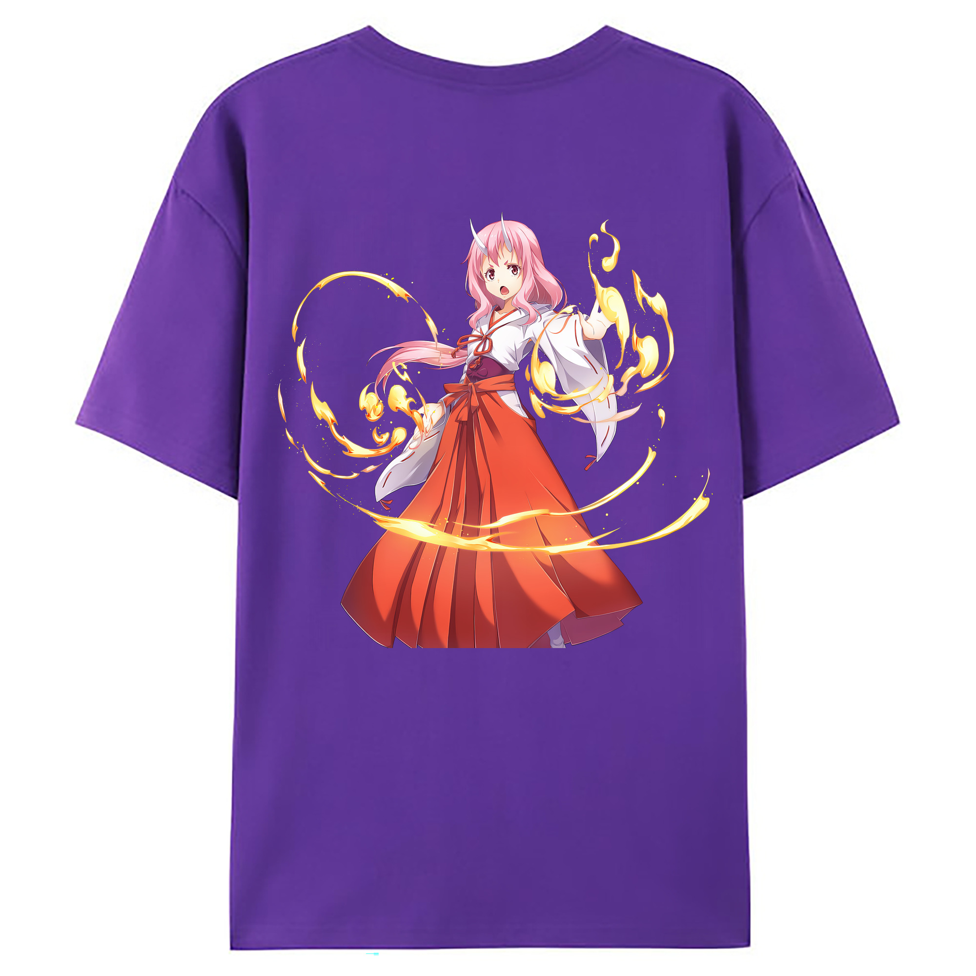 （画像用） 転スラ Regarding Reincarnated to Slime 綿100％ メンズ半袖Tシャツ（バックプリント） 通気性