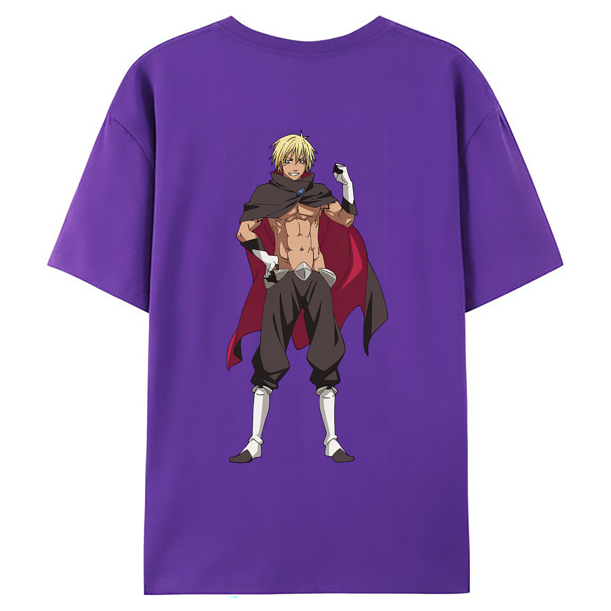 （画像用） 転スラ Regarding Reincarnated to Slime 綿100％ メンズ半袖Tシャツ（バックプリント） 通気性