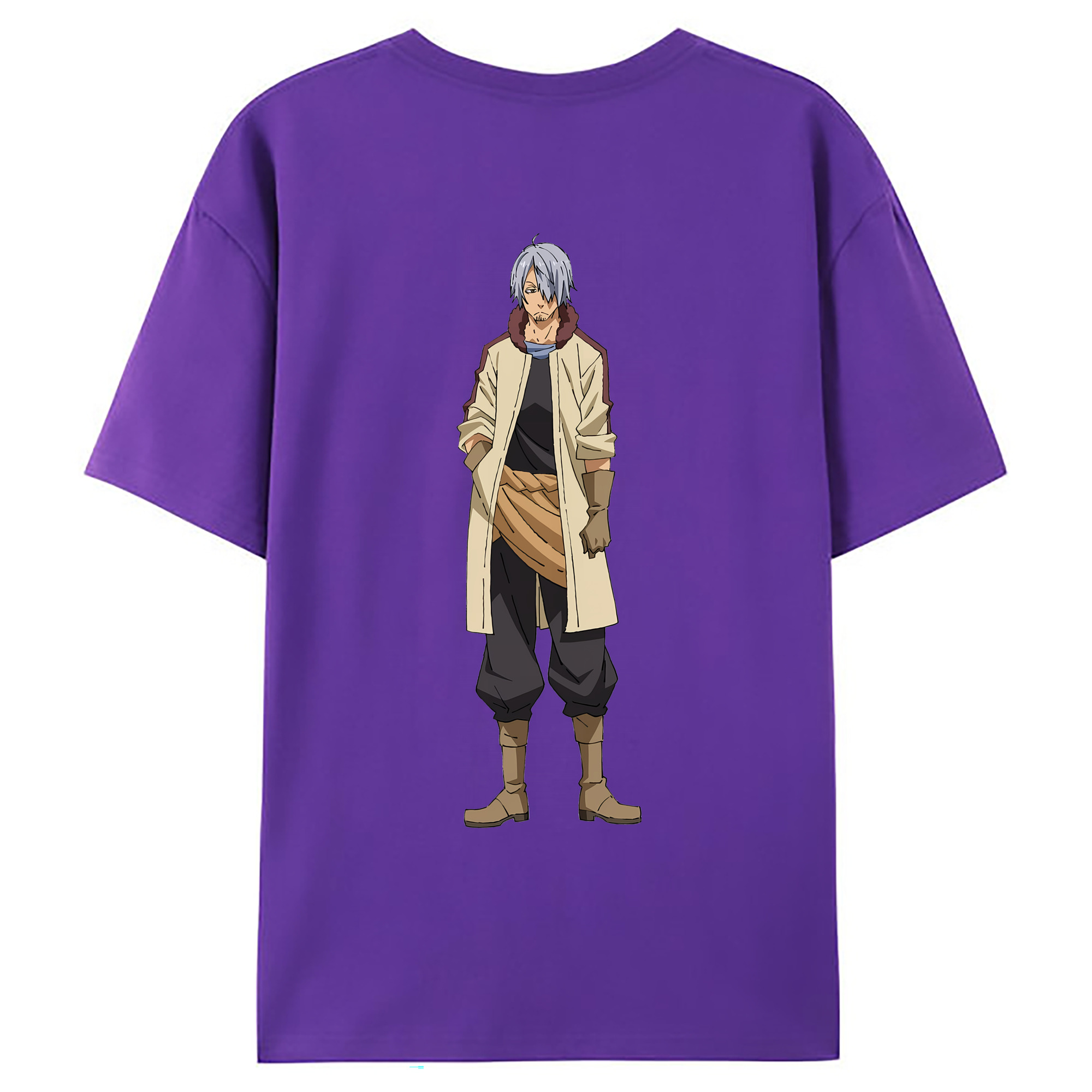 （画像用） 転スラ Regarding Reincarnated to Slime 綿100％ メンズ半袖Tシャツ（バックプリント） 通気性
