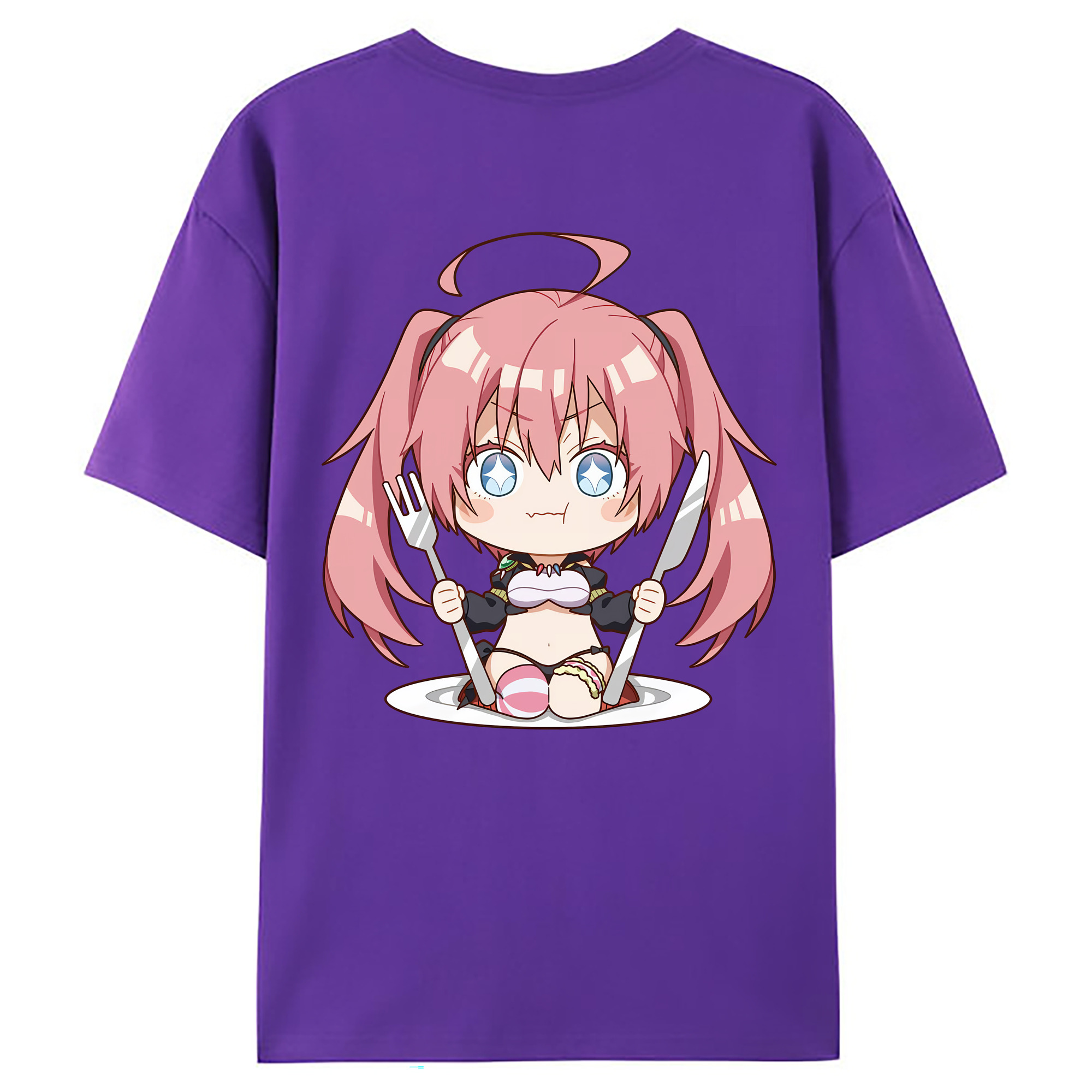 （画像用） 転スラ Regarding Reincarnated to Slime 綿100％ メンズ半袖Tシャツ（バックプリント） 通気性