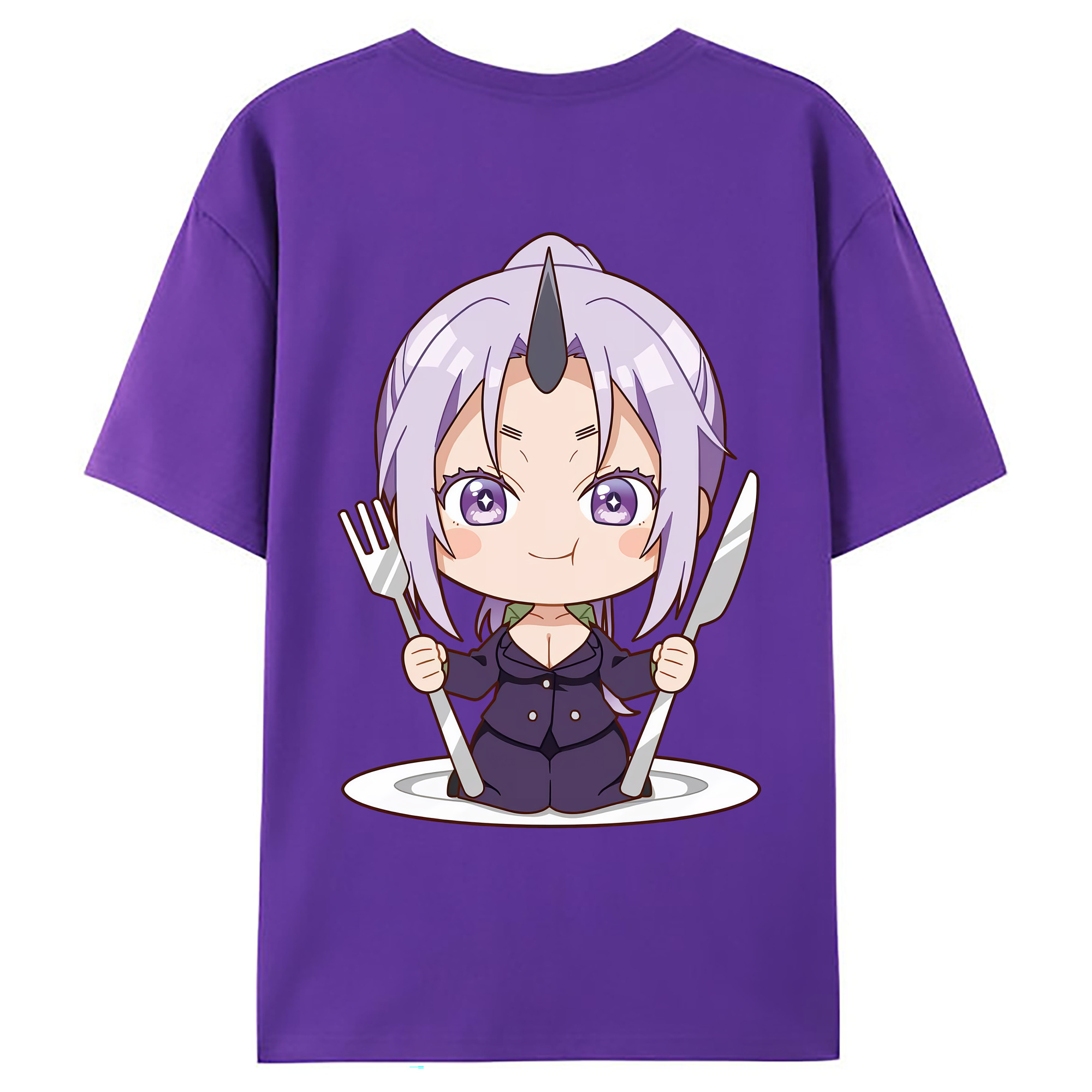 （画像用） 転スラ Regarding Reincarnated to Slime 綿100％ メンズ半袖Tシャツ（バックプリント） 通気性