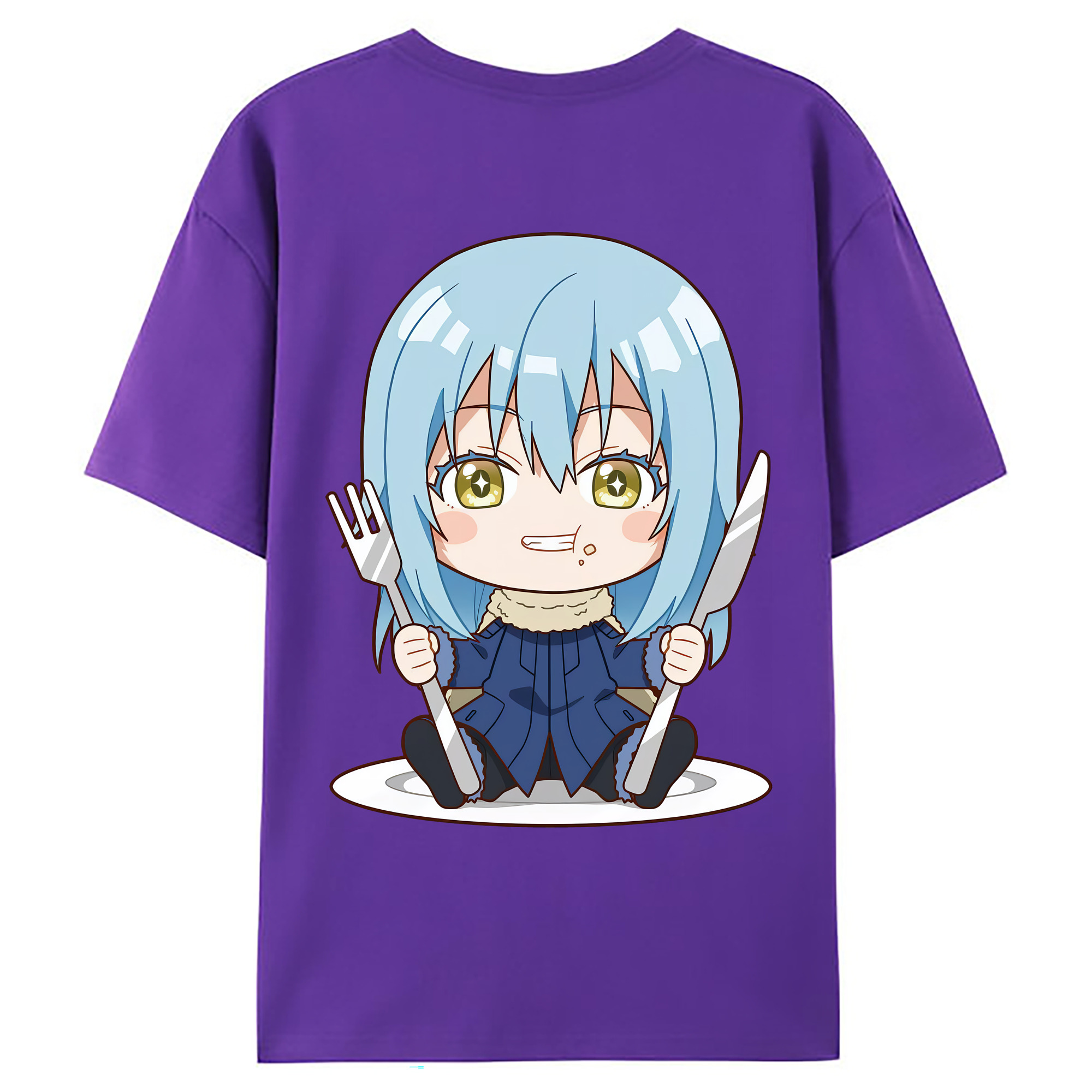 （画像用） 転スラ Regarding Reincarnated to Slime 綿100％ メンズ半袖Tシャツ（バックプリント） 通気性