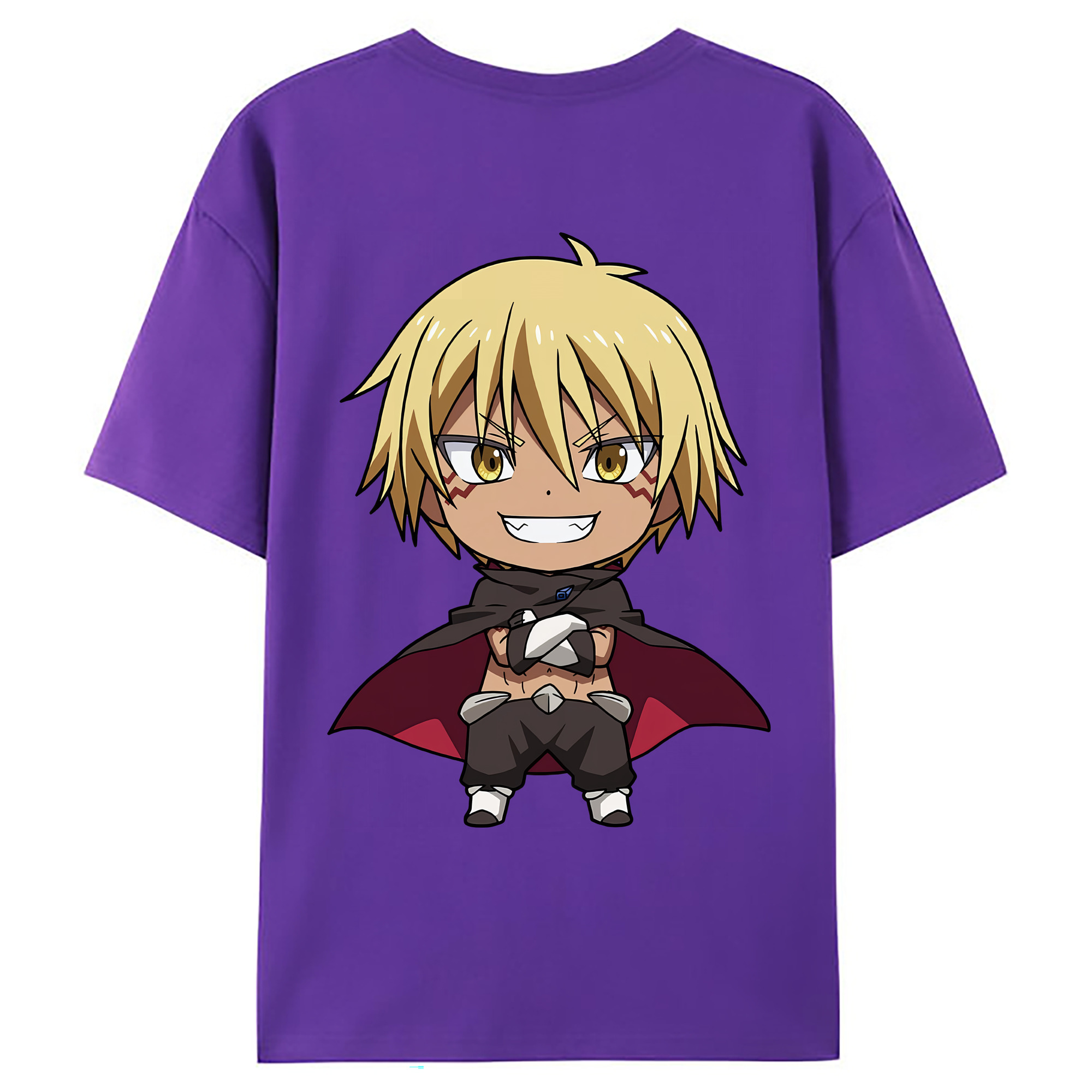 （画像用） 転スラ Regarding Reincarnated to Slime 綿100％ メンズ半袖Tシャツ（バックプリント） 通気性