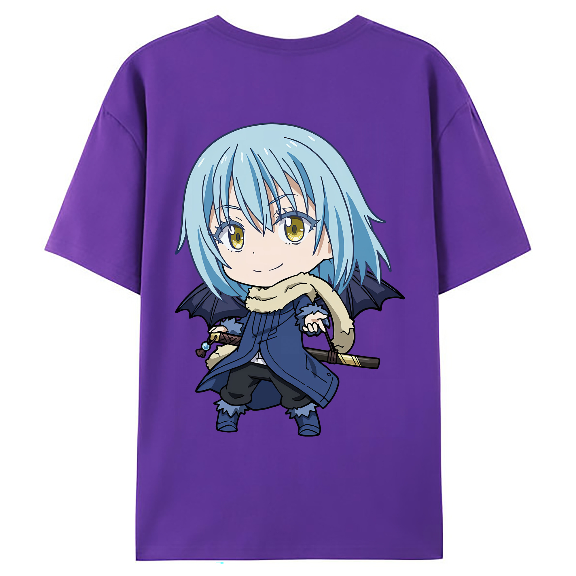 （画像用） 転スラ Regarding Reincarnated to Slime 綿100％ メンズ半袖Tシャツ（バックプリント） 通気性