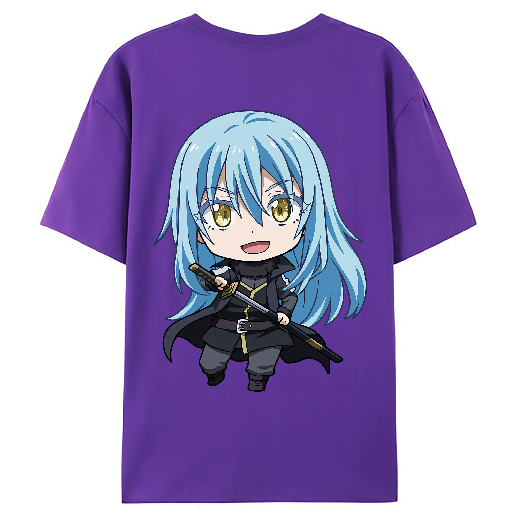 （画像用） 転スラ Regarding Reincarnated to Slime 綿100％ メンズ半袖Tシャツ（バックプリント） 通気性