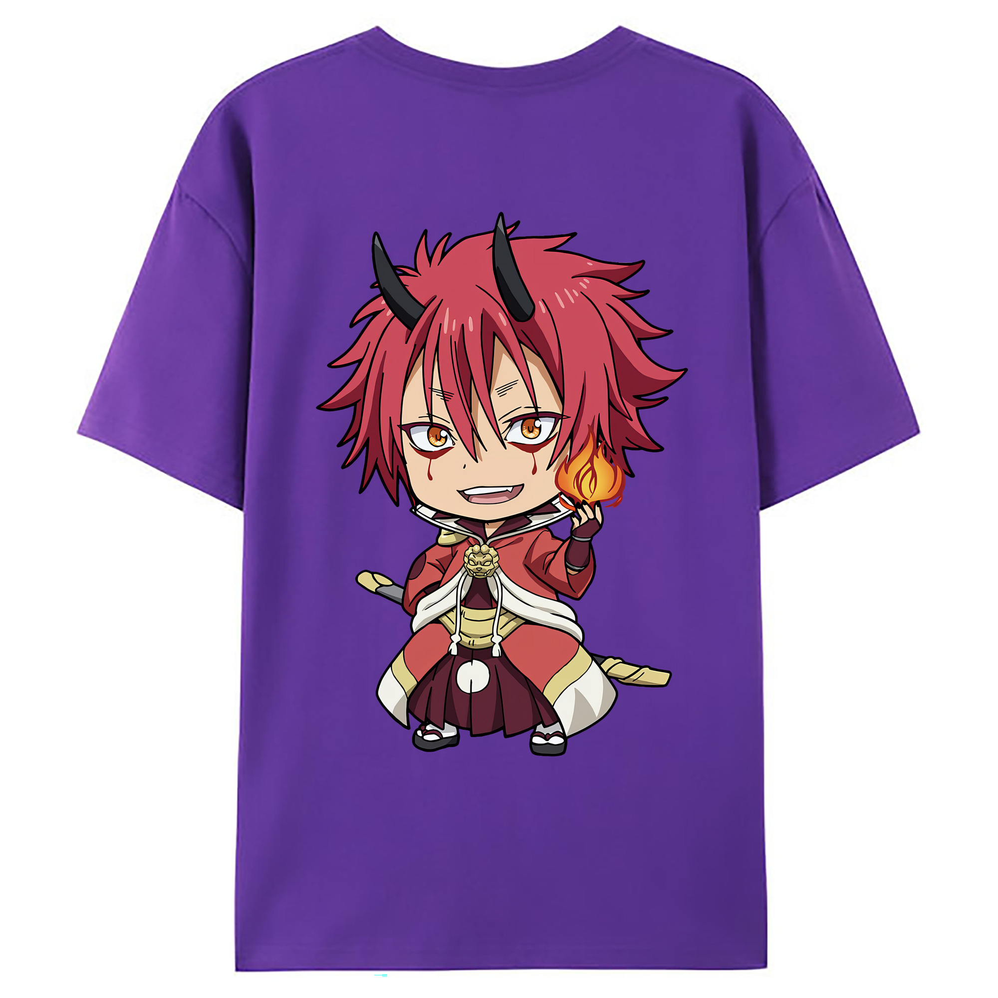 （画像用） 転スラ Regarding Reincarnated to Slime 綿100％ メンズ半袖Tシャツ（バックプリント） 通気性