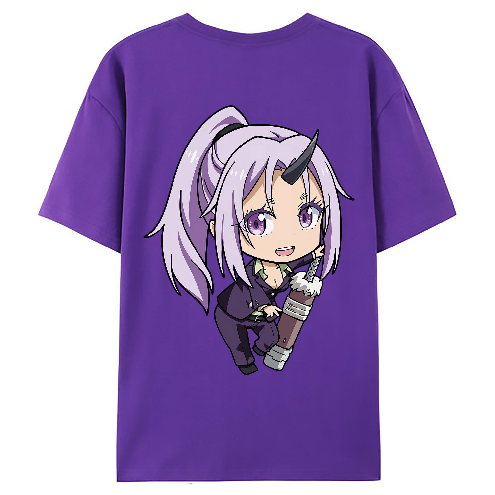 （画像用） 転スラ Regarding Reincarnated to Slime 綿100％ メンズ半袖Tシャツ（バックプリント） 通気性