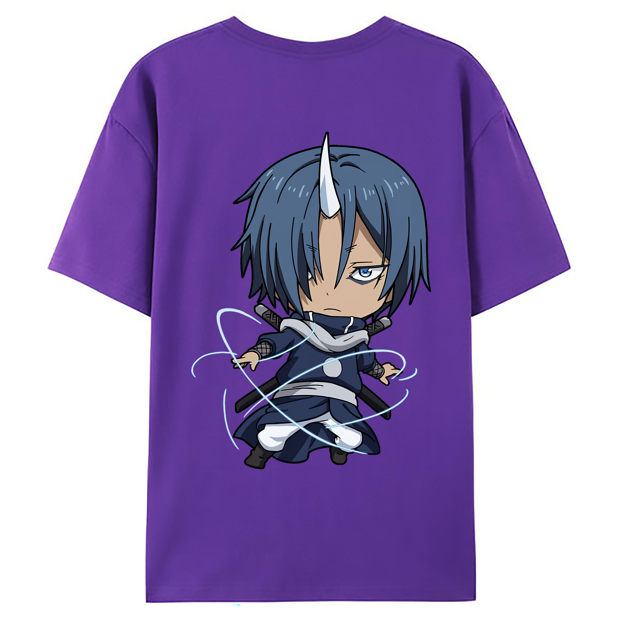 （画像用） 転スラ Regarding Reincarnated to Slime 綿100％ メンズ半袖Tシャツ（バックプリント） 通気性
