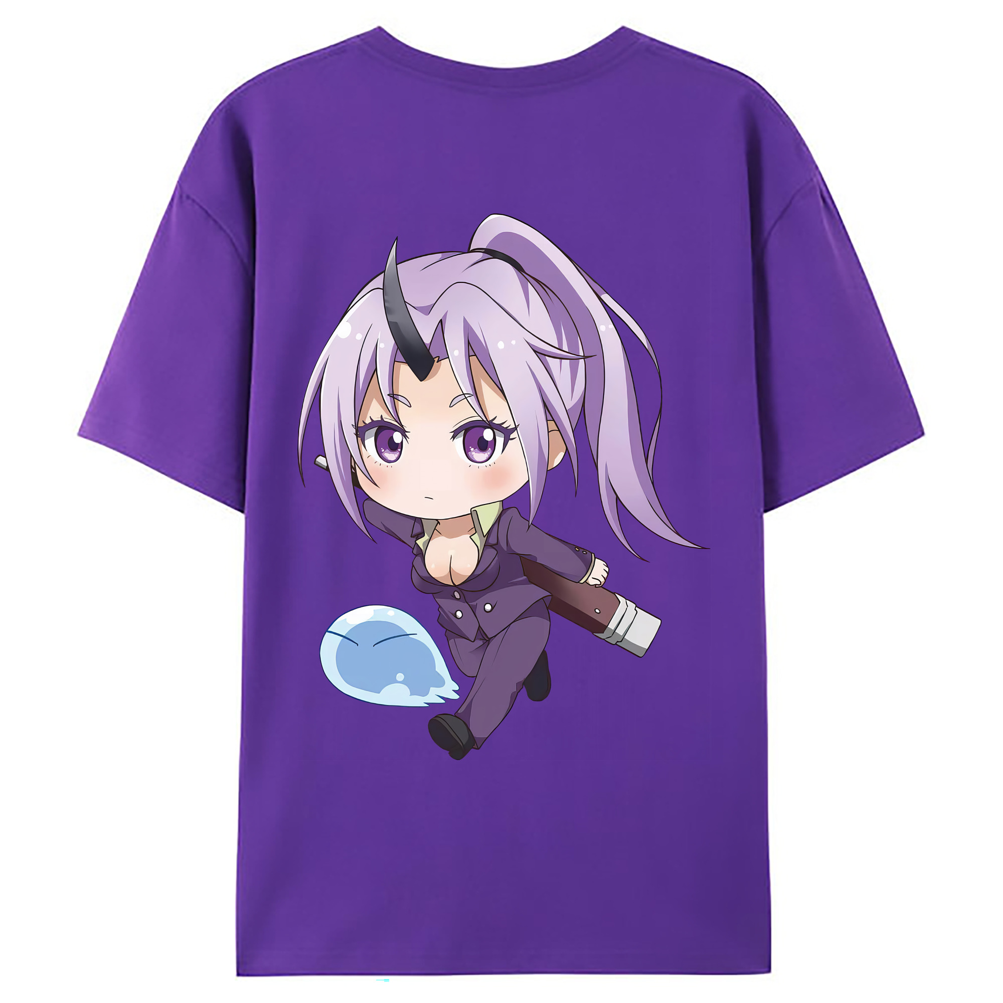 （画像用） 転スラ Regarding Reincarnated to Slime 綿100％ メンズ半袖Tシャツ（バックプリント） 通気性
