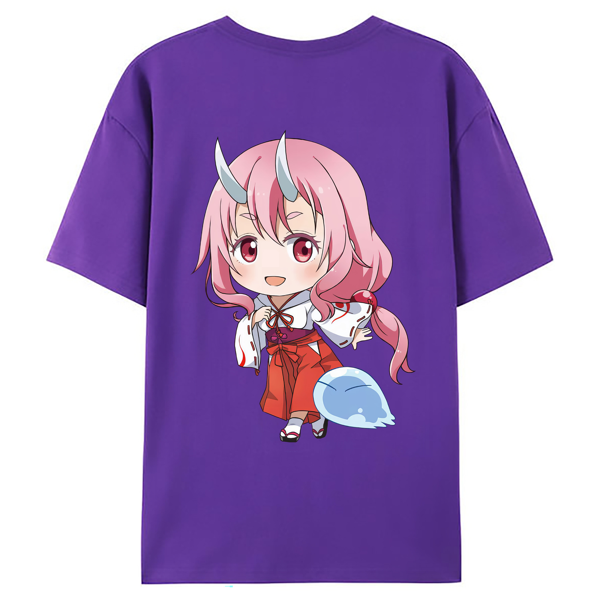 （画像用） 転スラ Regarding Reincarnated to Slime 綿100％ メンズ半袖Tシャツ（バックプリント） 通気性