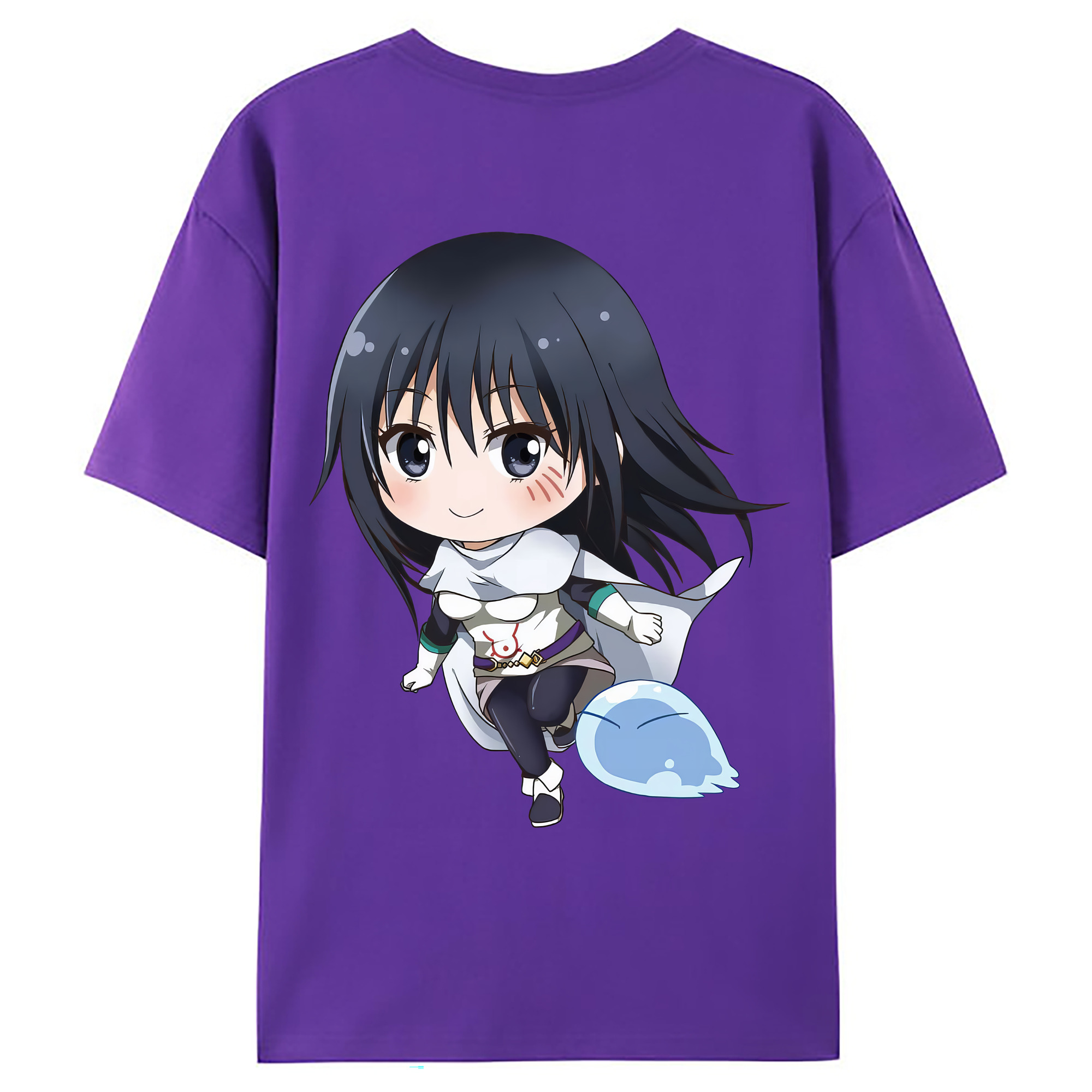 （画像用） 転スラ Regarding Reincarnated to Slime 綿100％ メンズ半袖Tシャツ（バックプリント） 通気性