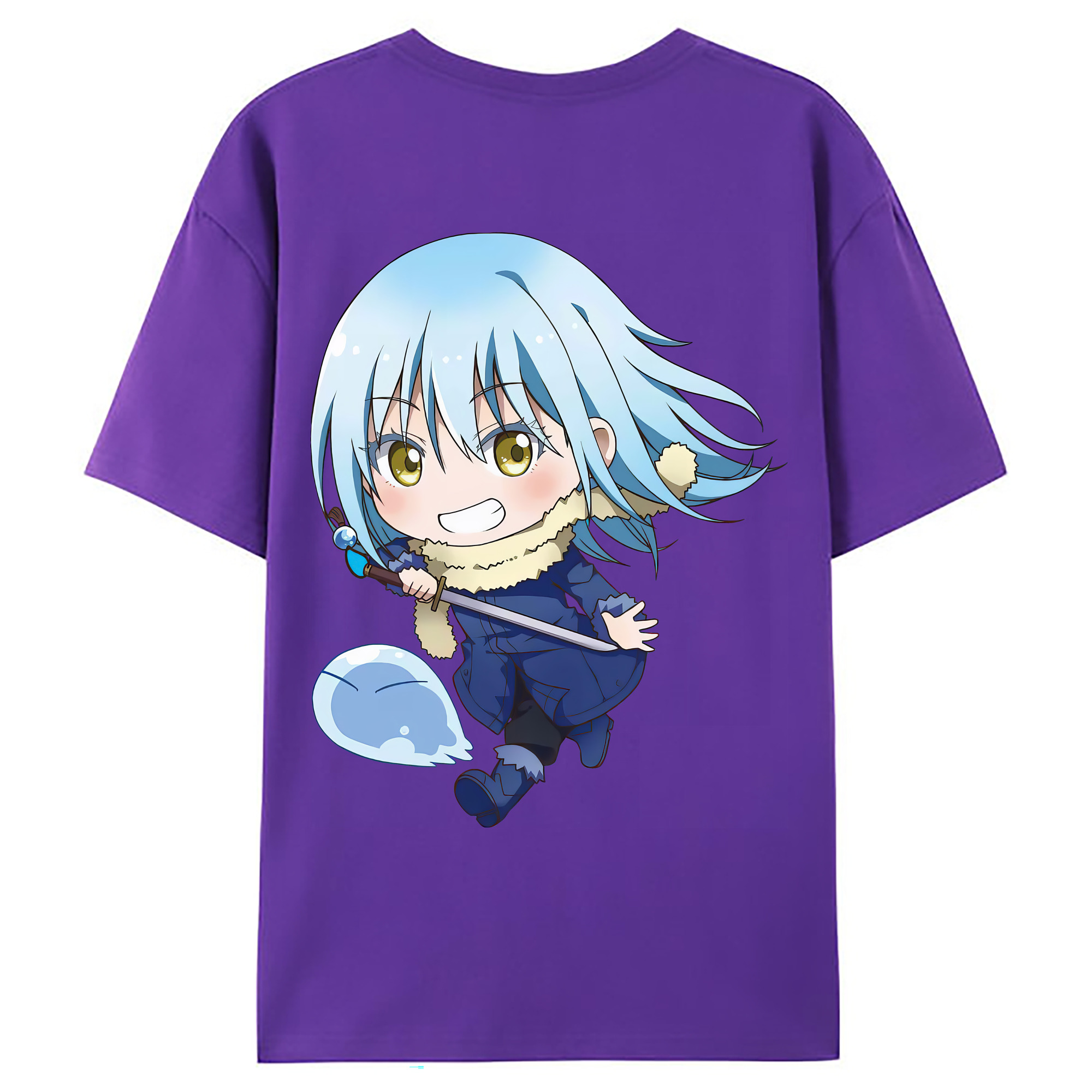（画像用） 転スラ Regarding Reincarnated to Slime 綿100％ メンズ半袖Tシャツ（バックプリント） 通気性