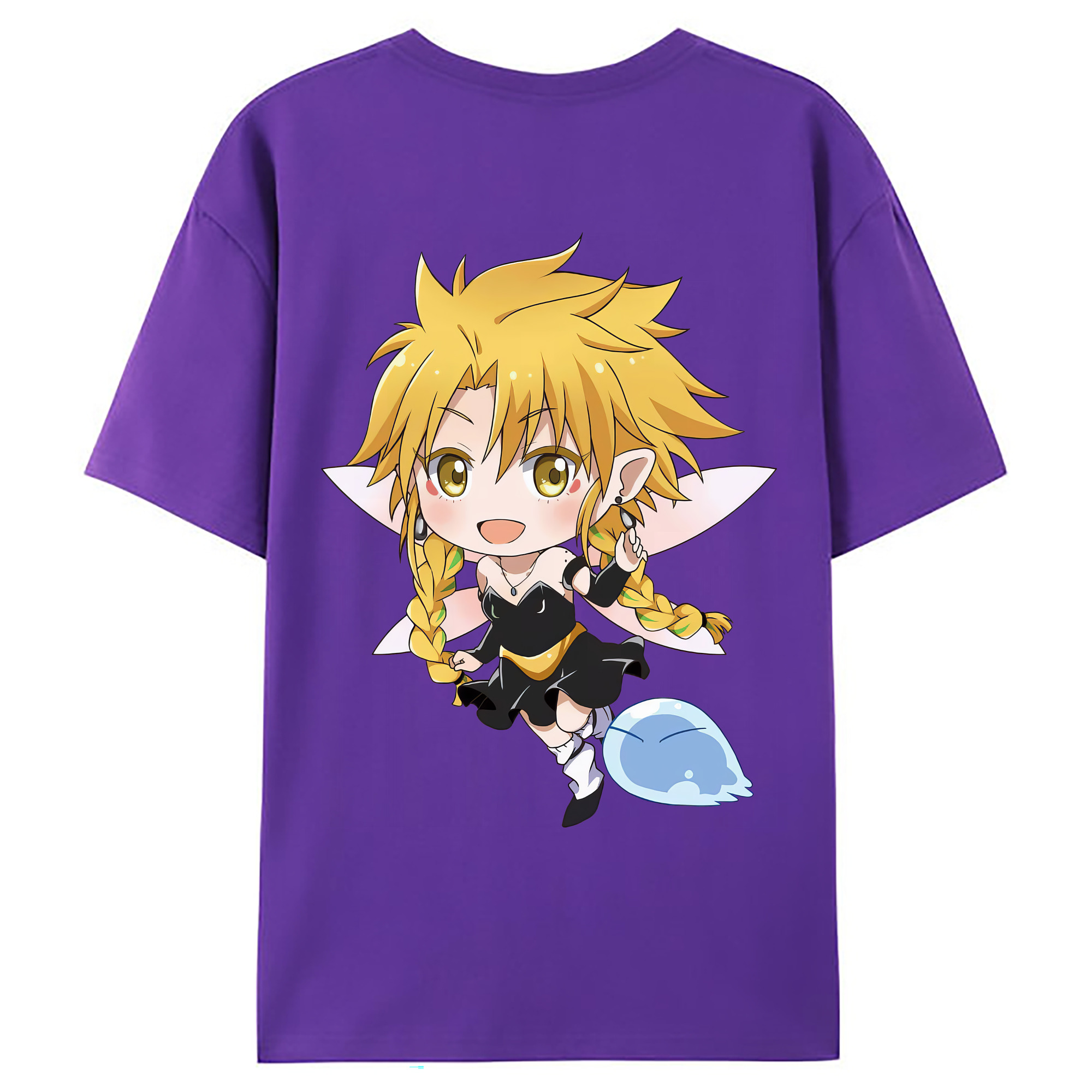 （画像用） 転スラ Regarding Reincarnated to Slime 綿100％ メンズ半袖Tシャツ（バックプリント） 通気性