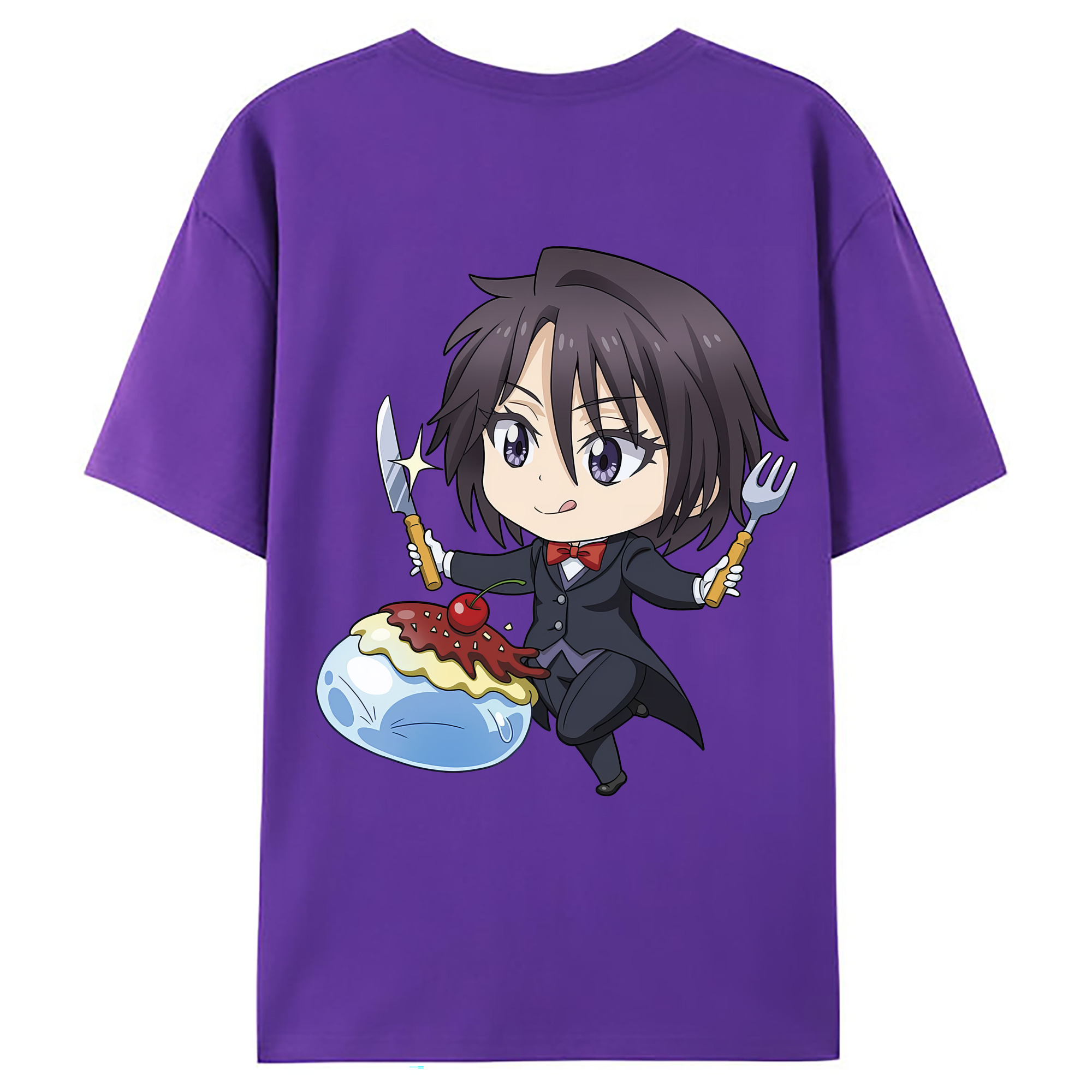 （画像用） 転スラ Regarding Reincarnated to Slime 綿100％ メンズ半袖Tシャツ（バックプリント） 通気性
