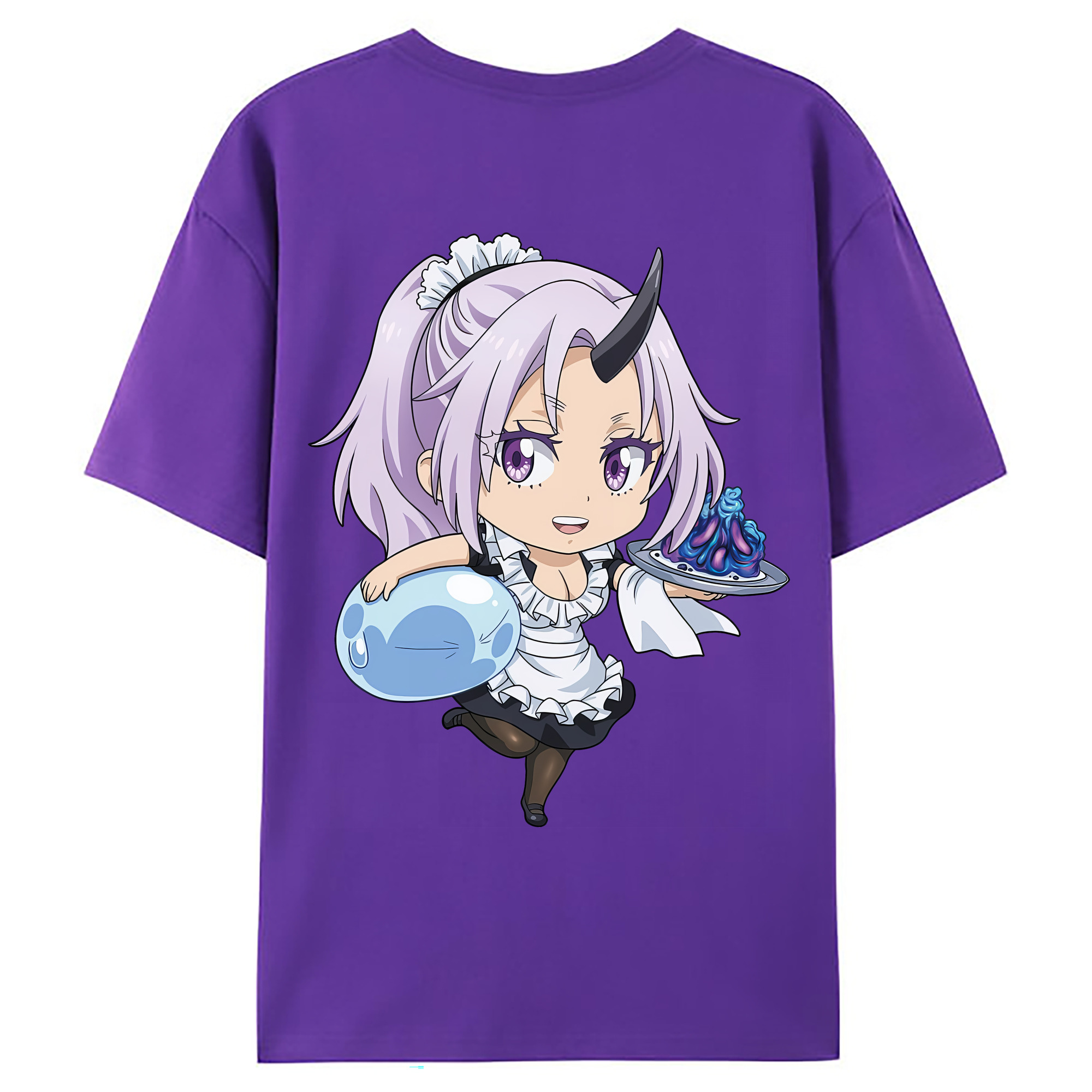 （画像用） 転スラ Regarding Reincarnated to Slime 綿100％ メンズ半袖Tシャツ（バックプリント） 通気性