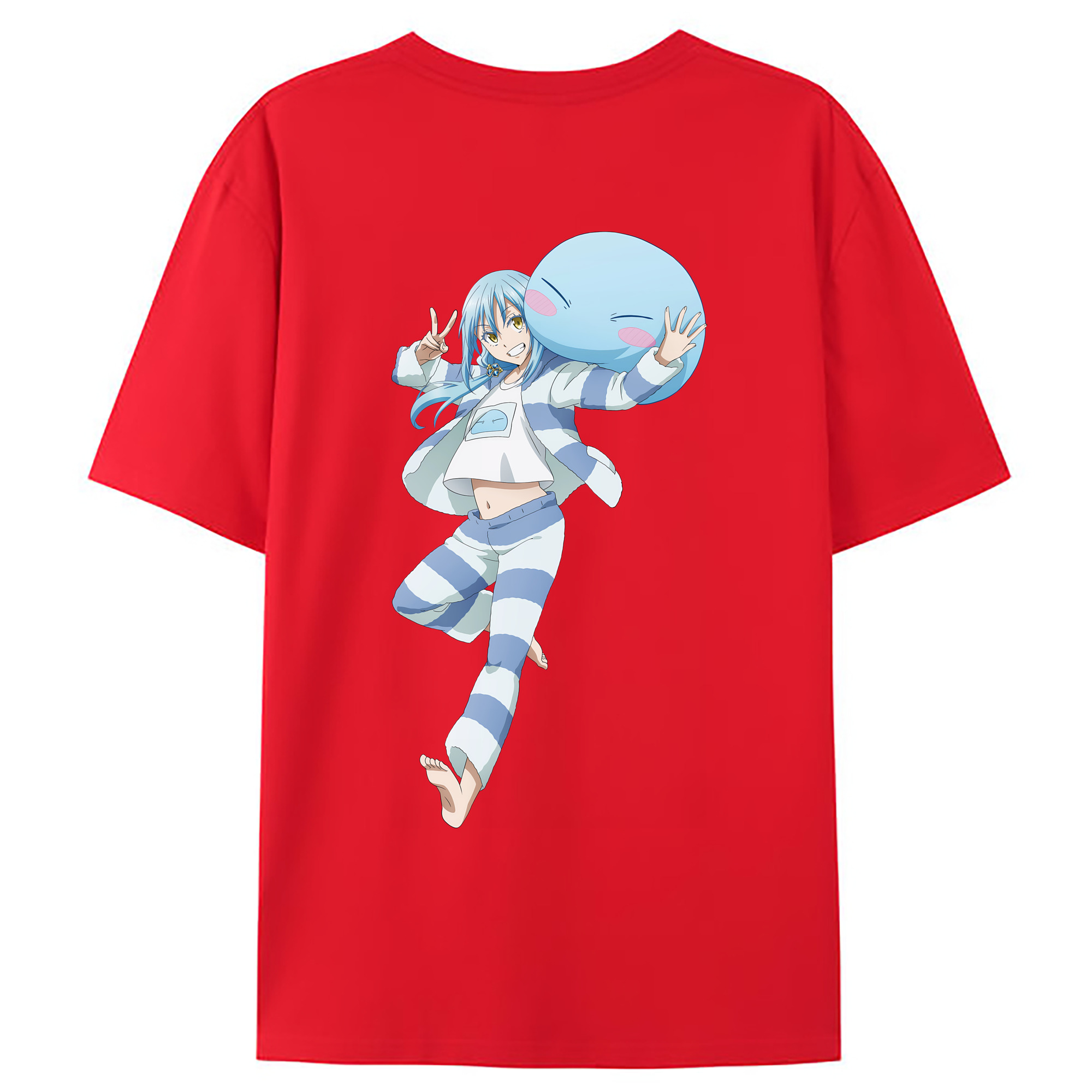 （画像用） 転スラ Regarding Reincarnated to Slime 綿100％ メンズ半袖Tシャツ（バックプリント） 通気性