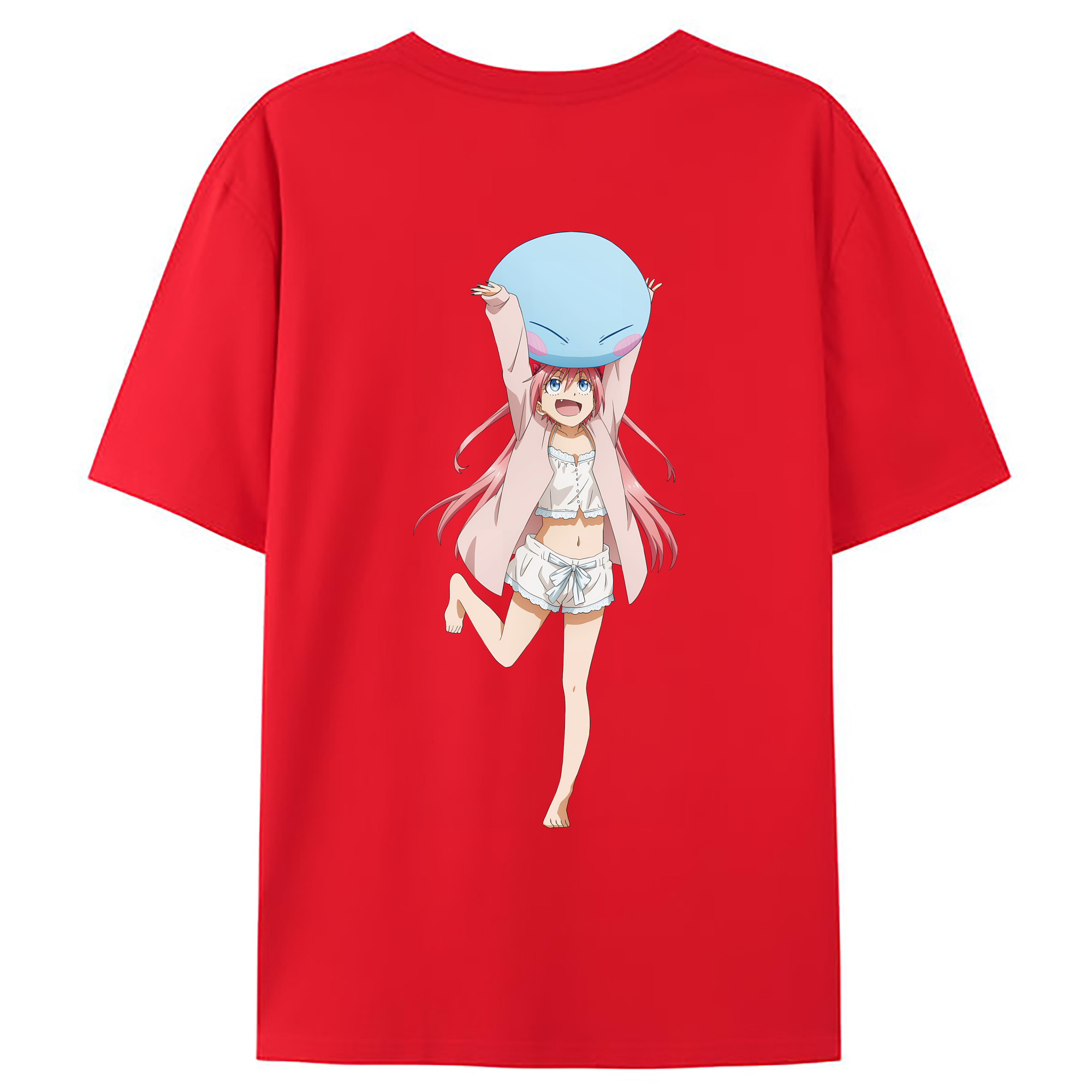（画像用） 転スラ Regarding Reincarnated to Slime 綿100％ メンズ半袖Tシャツ（バックプリント） 通気性