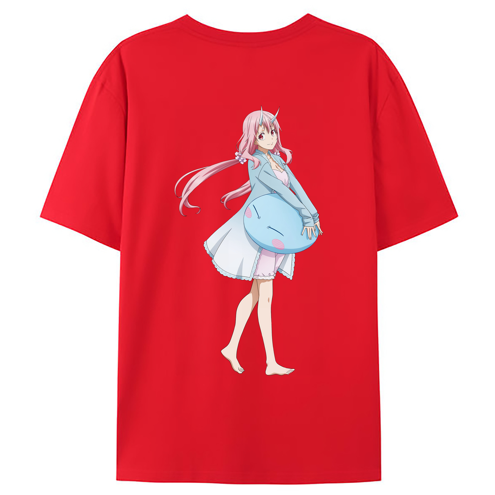 （画像用） 転スラ Regarding Reincarnated to Slime 綿100％ メンズ半袖Tシャツ（バックプリント） 通気性
