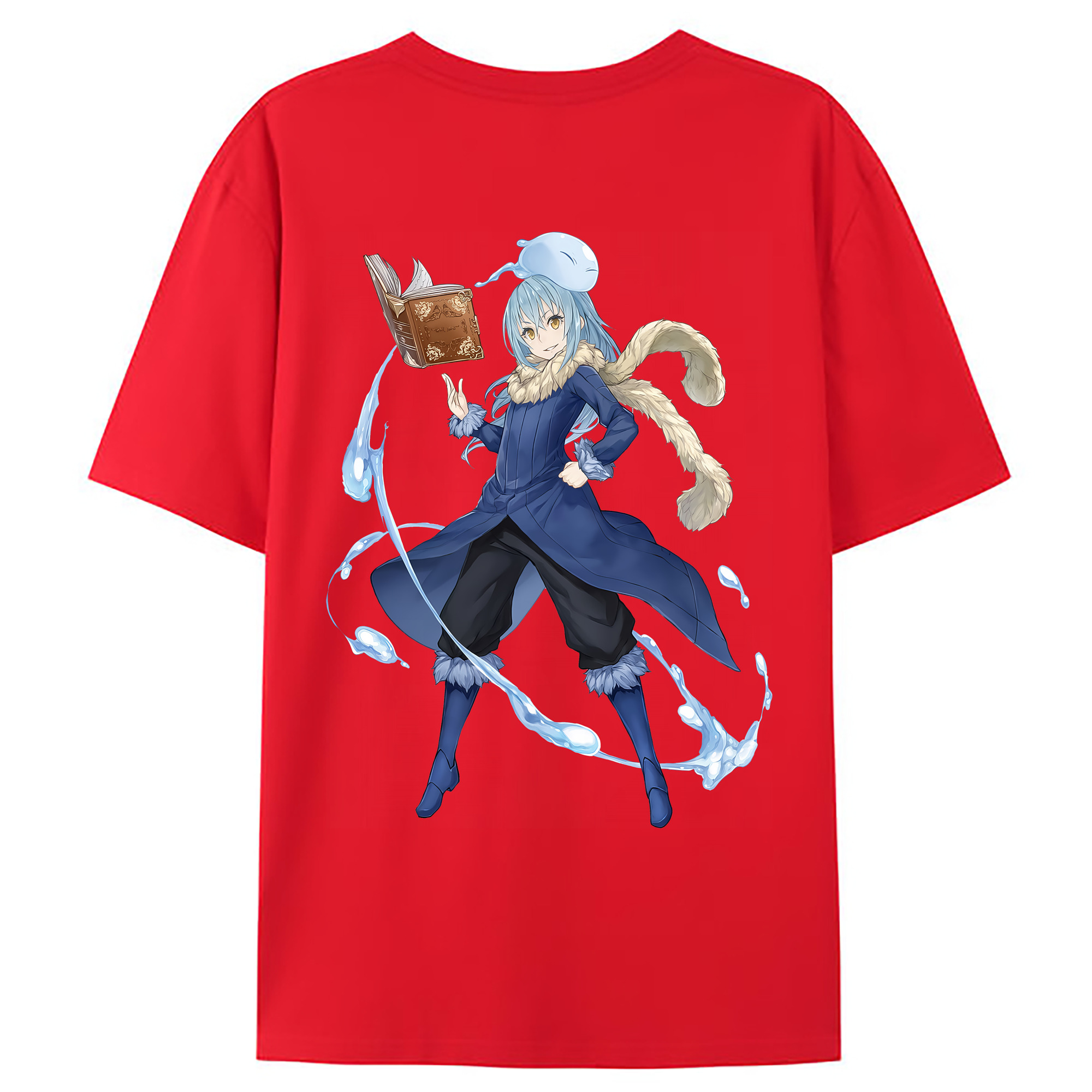 （画像用） 転スラ Regarding Reincarnated to Slime 綿100％ メンズ半袖Tシャツ（バックプリント） 通気性