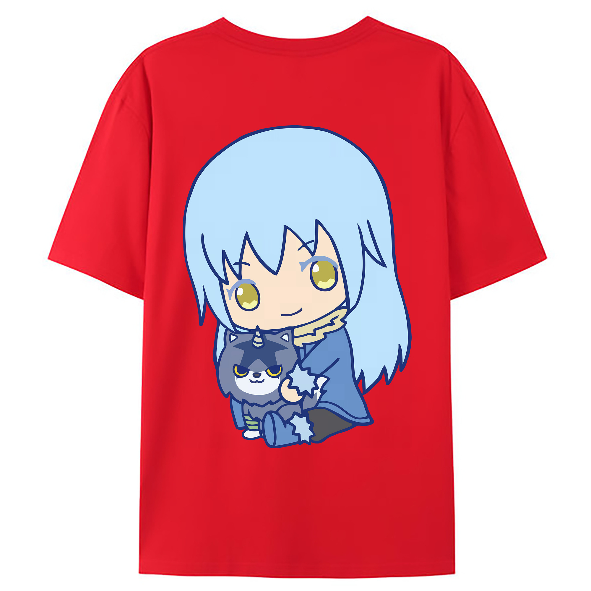 （画像用） 転スラ Regarding Reincarnated to Slime 綿100％ メンズ半袖Tシャツ（バックプリント） 通気性