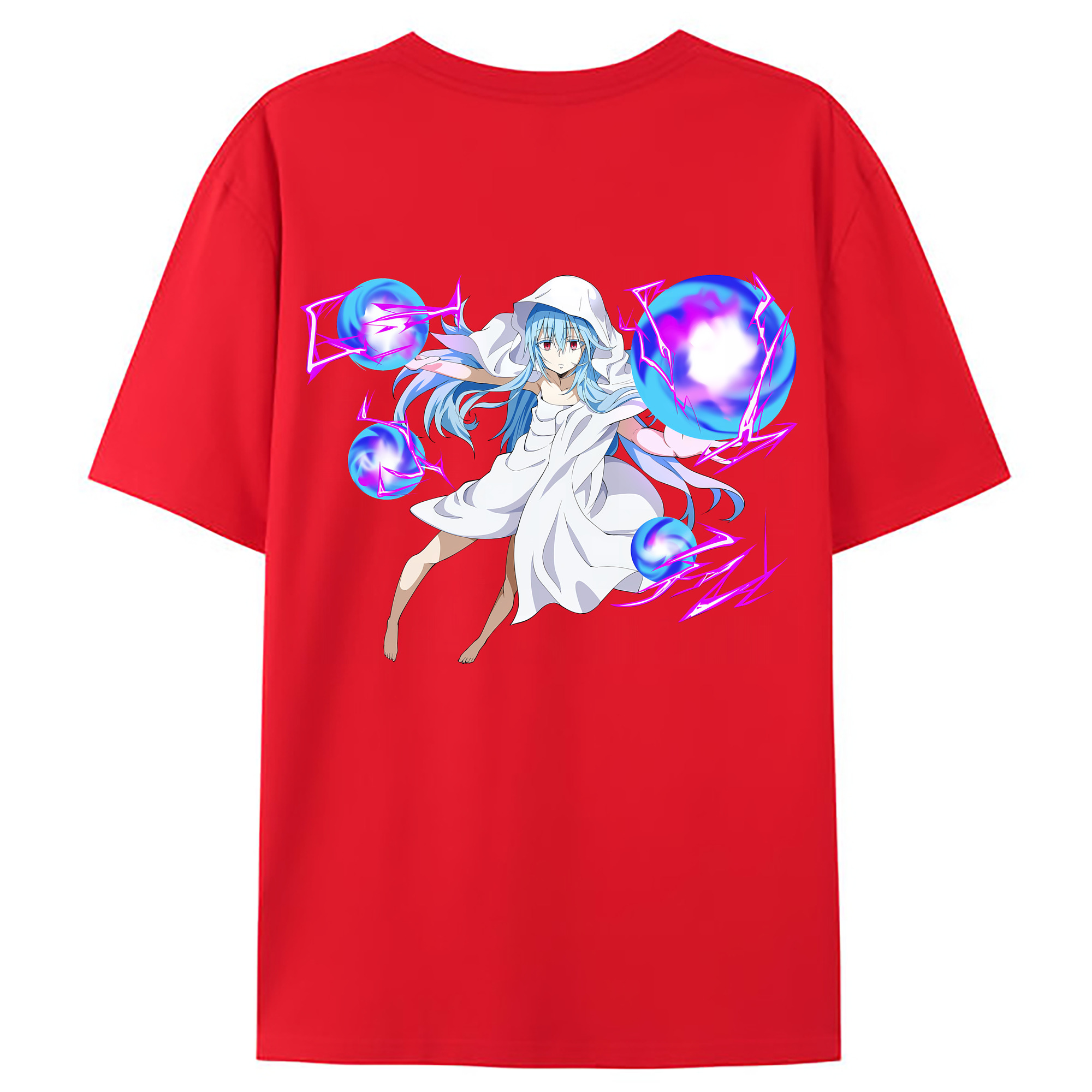 （画像用） 転スラ Regarding Reincarnated to Slime 綿100％ メンズ半袖Tシャツ（バックプリント） 通気性