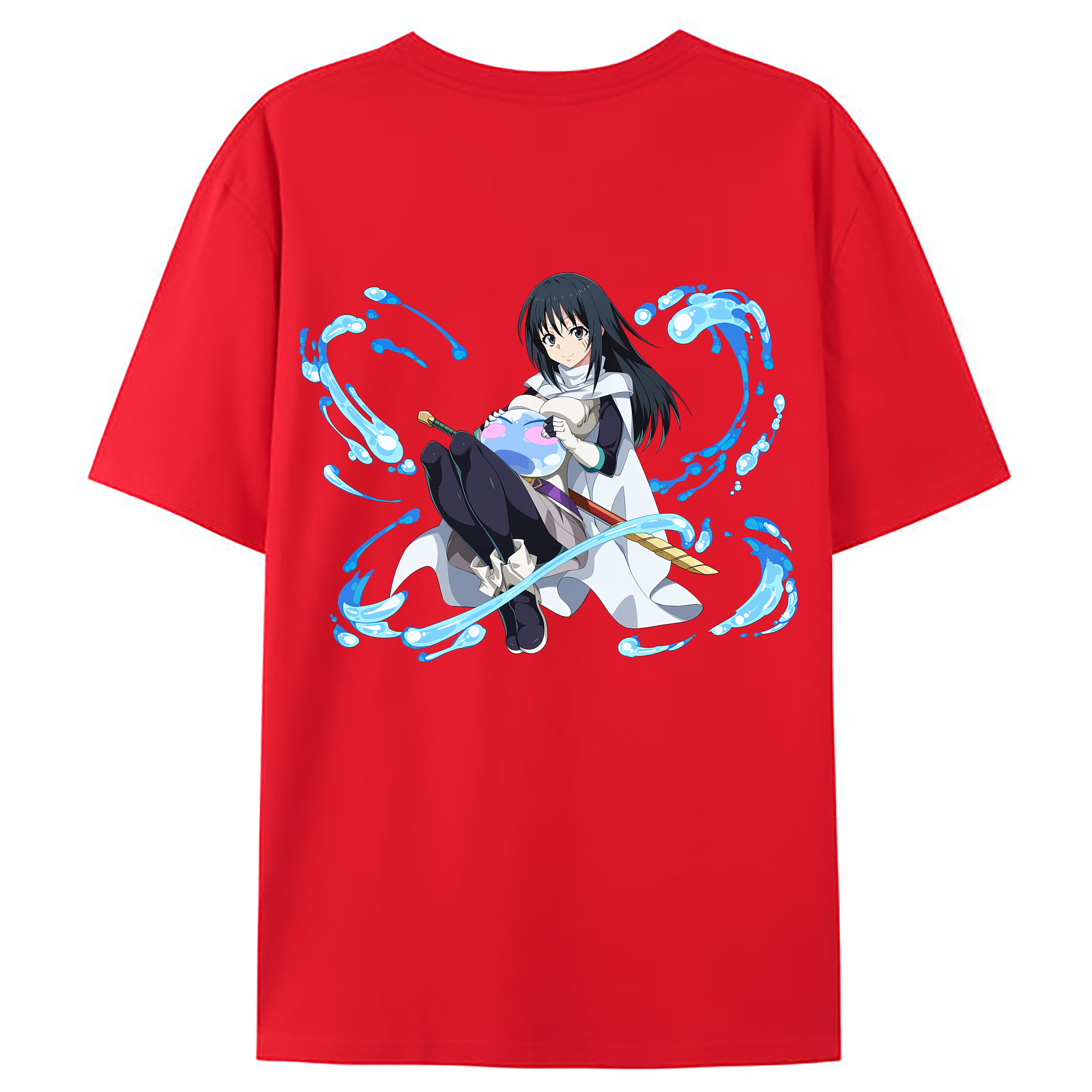 （画像用） 転スラ Regarding Reincarnated to Slime 綿100％ メンズ半袖Tシャツ（バックプリント） 通気性