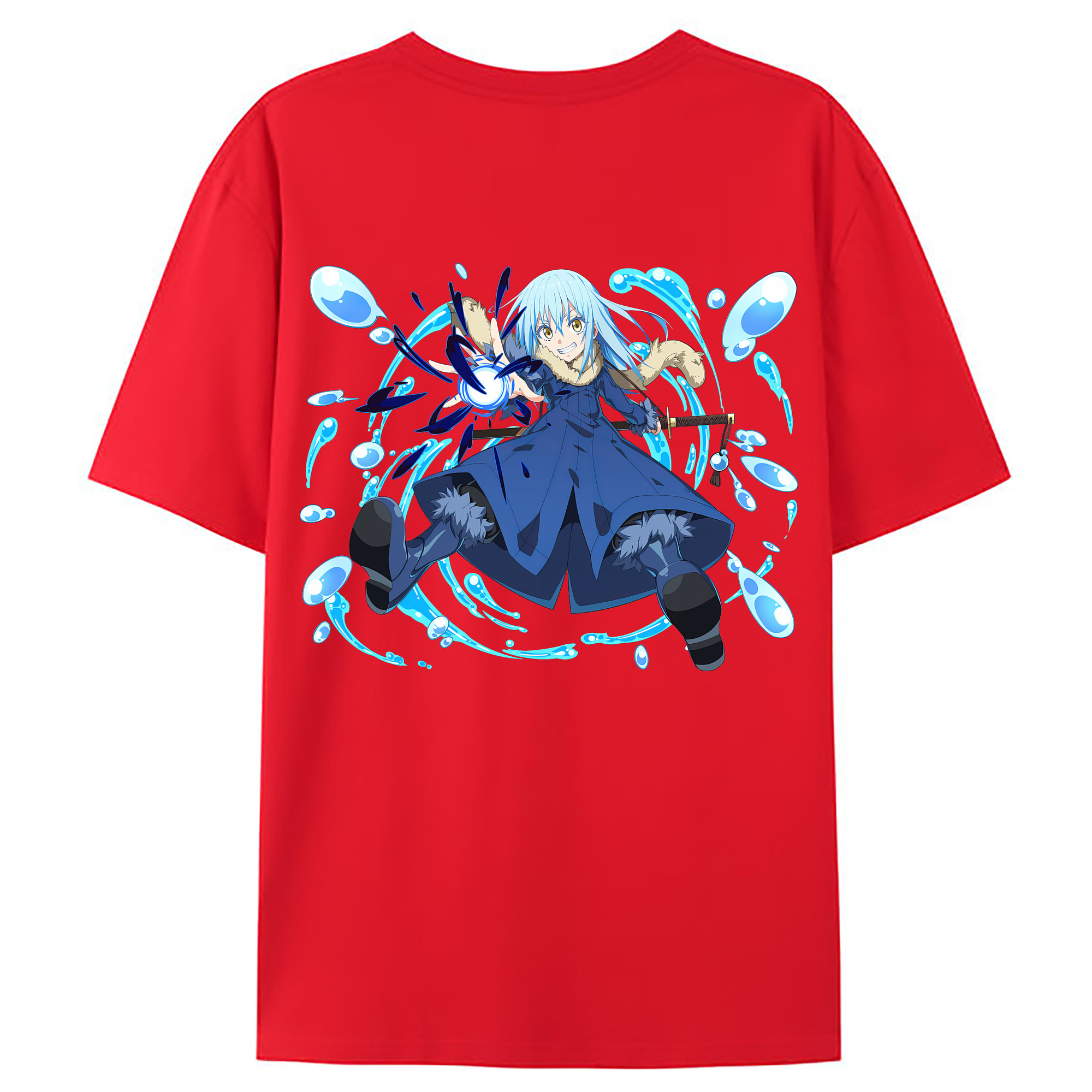 （画像用） 転スラ Regarding Reincarnated to Slime 綿100％ メンズ半袖Tシャツ（バックプリント） 通気性