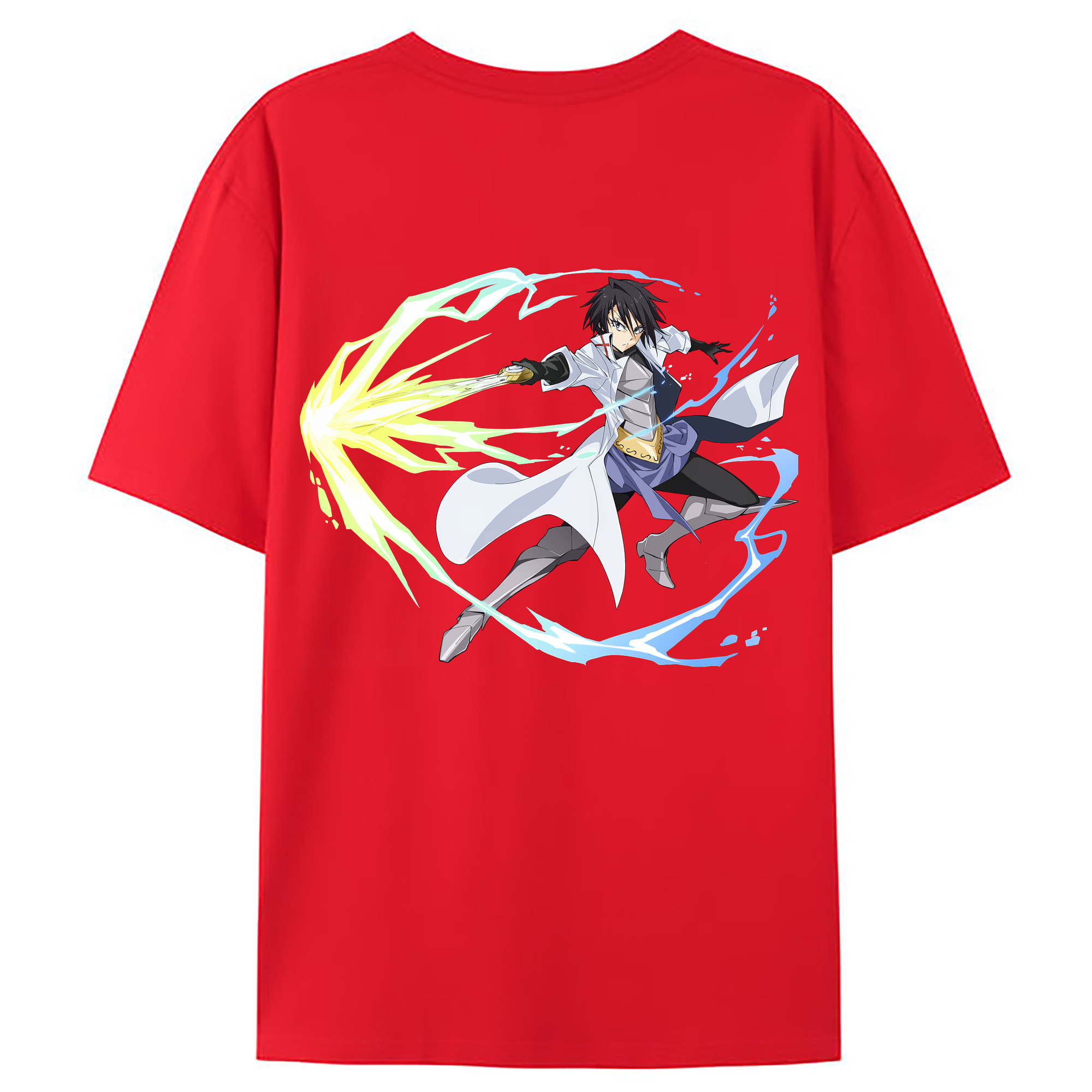 （画像用） 転スラ Regarding Reincarnated to Slime 綿100％ メンズ半袖Tシャツ（バックプリント） 通気性
