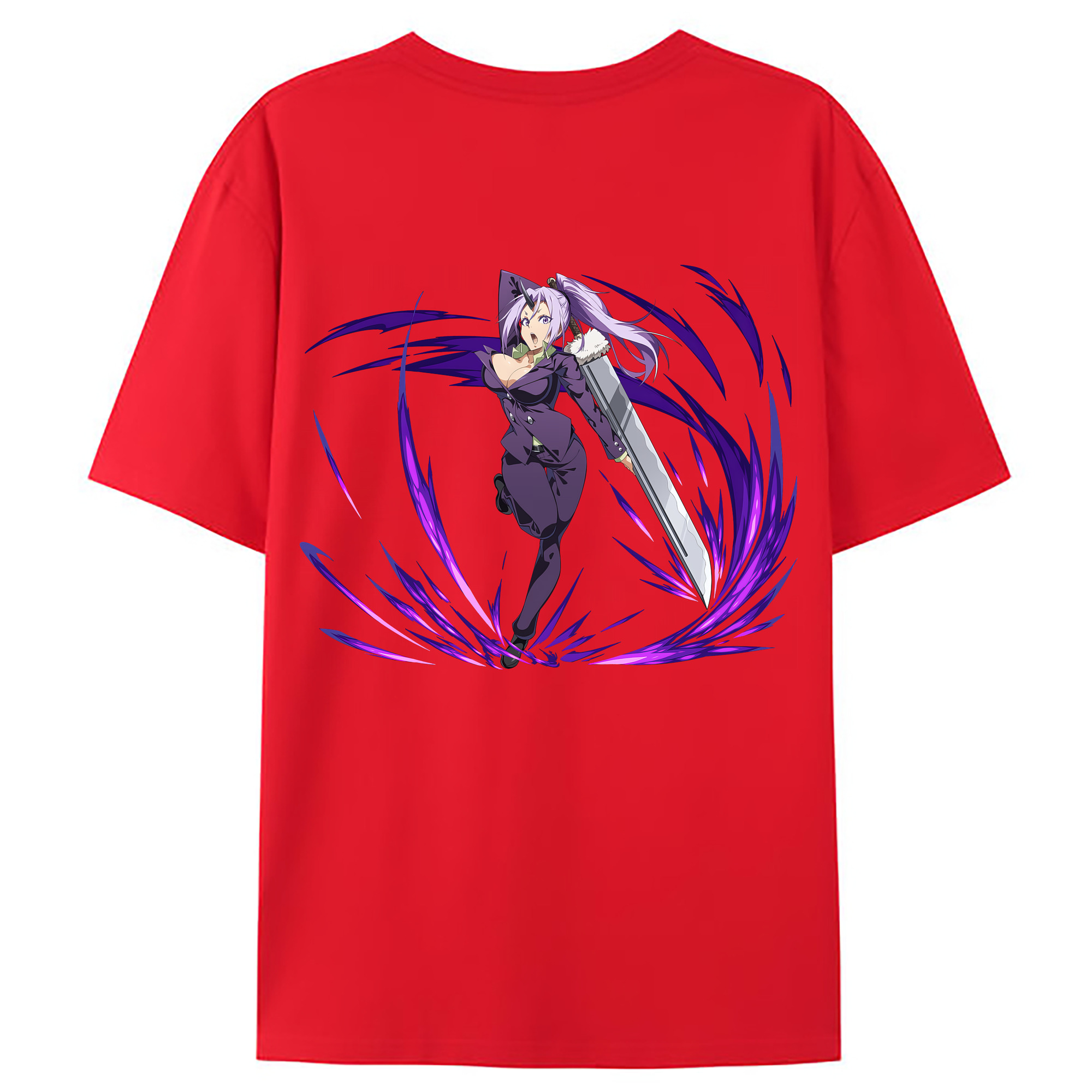 （画像用） 転スラ Regarding Reincarnated to Slime 綿100％ メンズ半袖Tシャツ（バックプリント） 通気性