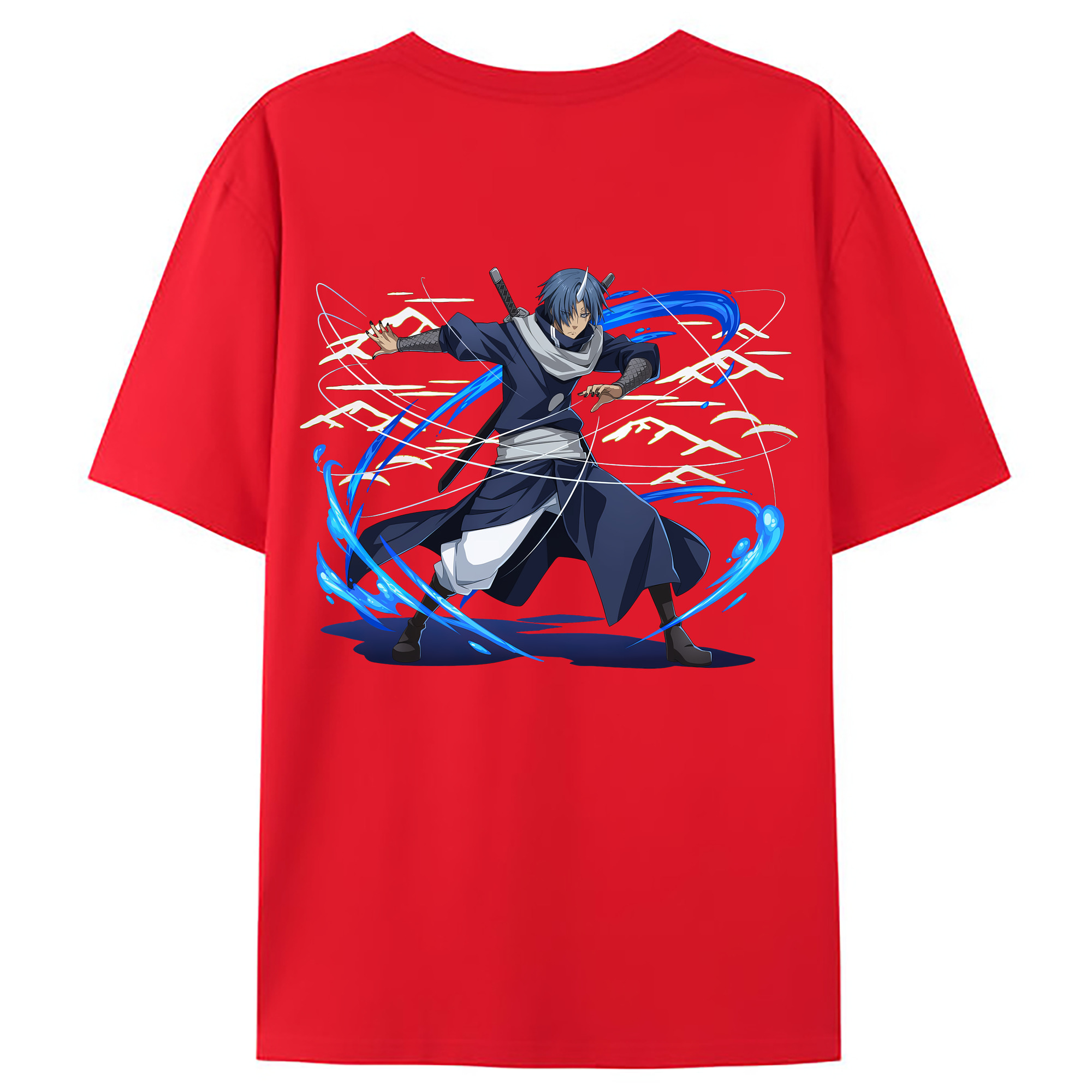 （画像用） 転スラ Regarding Reincarnated to Slime 綿100％ メンズ半袖Tシャツ（バックプリント） 通気性