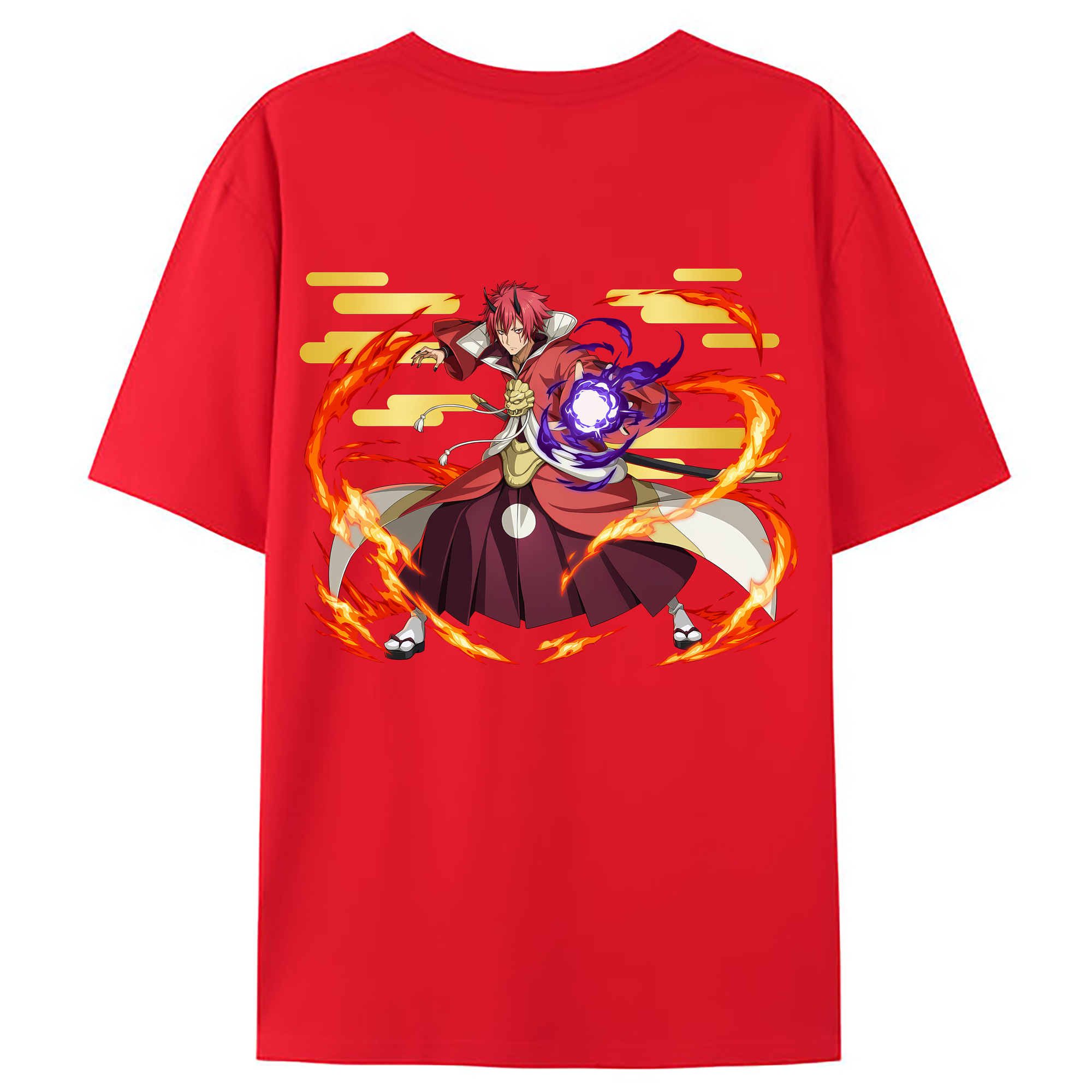 （画像用） 転スラ Regarding Reincarnated to Slime 綿100％ メンズ半袖Tシャツ（バックプリント） 通気性
