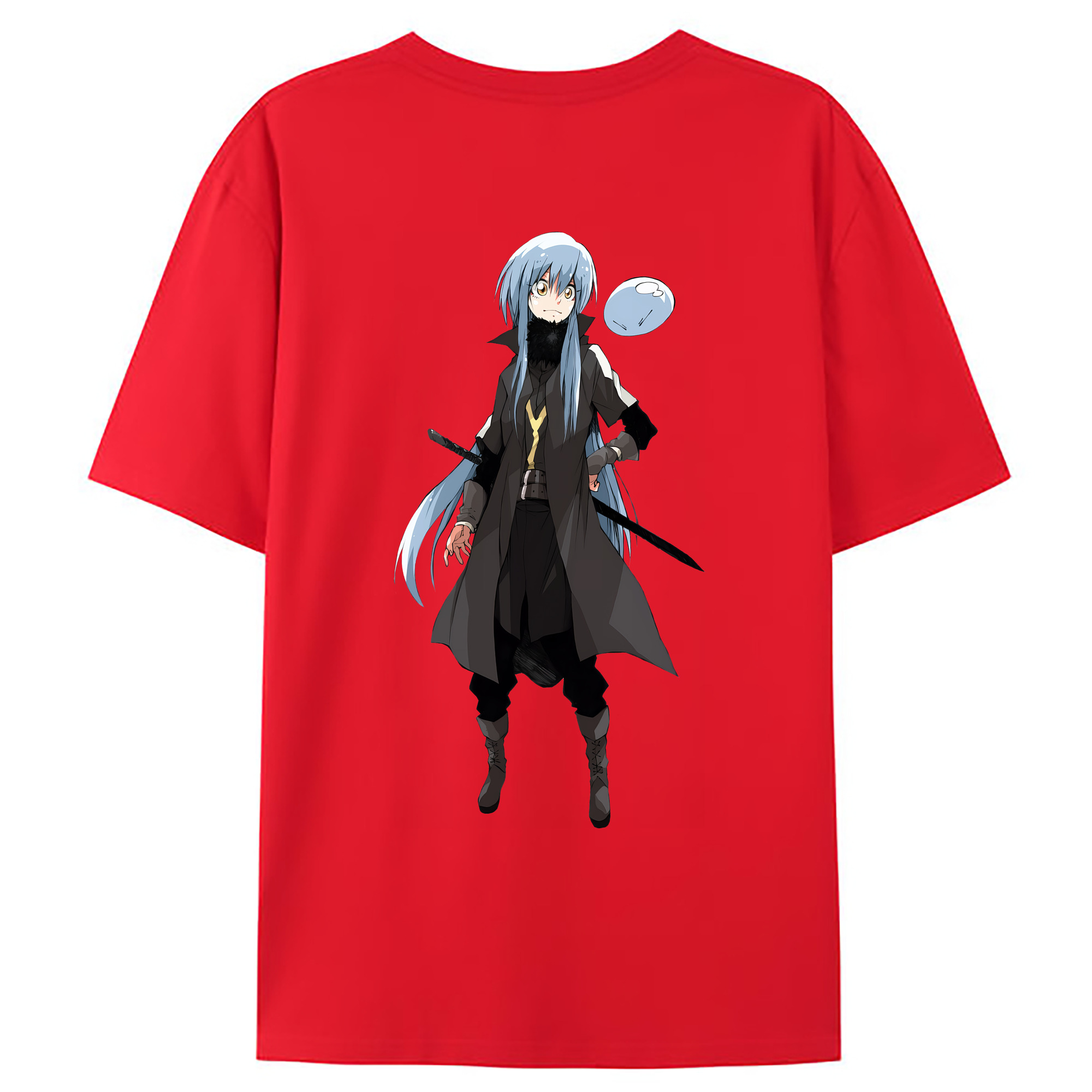 （画像用） 転スラ Regarding Reincarnated to Slime 綿100％ メンズ半袖Tシャツ（バックプリント） 通気性