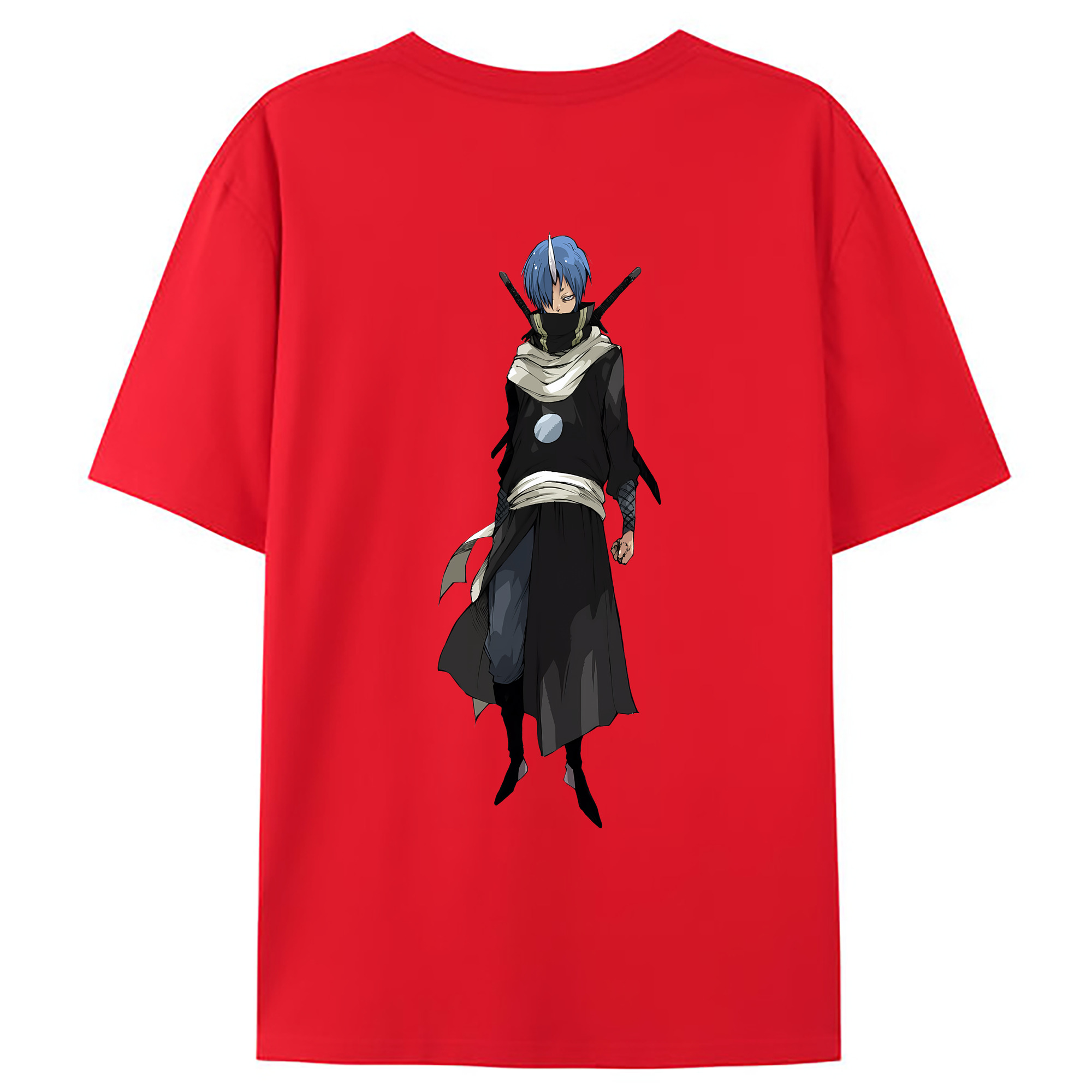 （画像用） 転スラ Regarding Reincarnated to Slime 綿100％ メンズ半袖Tシャツ（バックプリント） 通気性