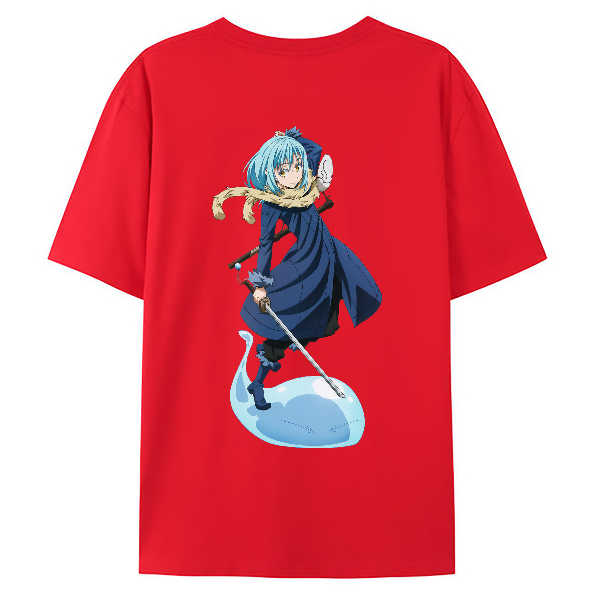 （画像用） 転スラ Regarding Reincarnated to Slime 綿100％ メンズ半袖Tシャツ（バックプリント） 通気性